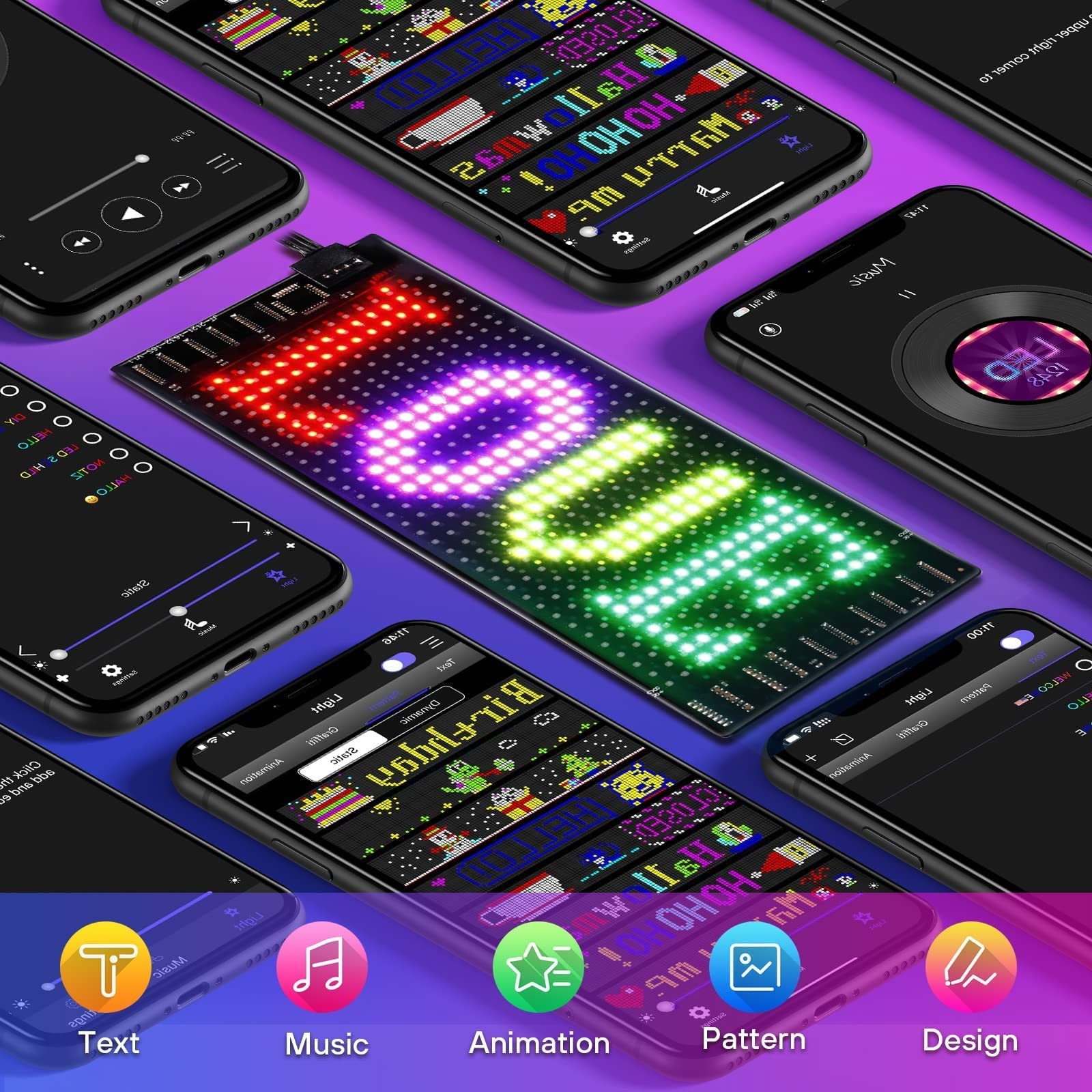 7x3in LED Car Sign Bluetooth App Control Programmable Scrolling Matrix Displa…