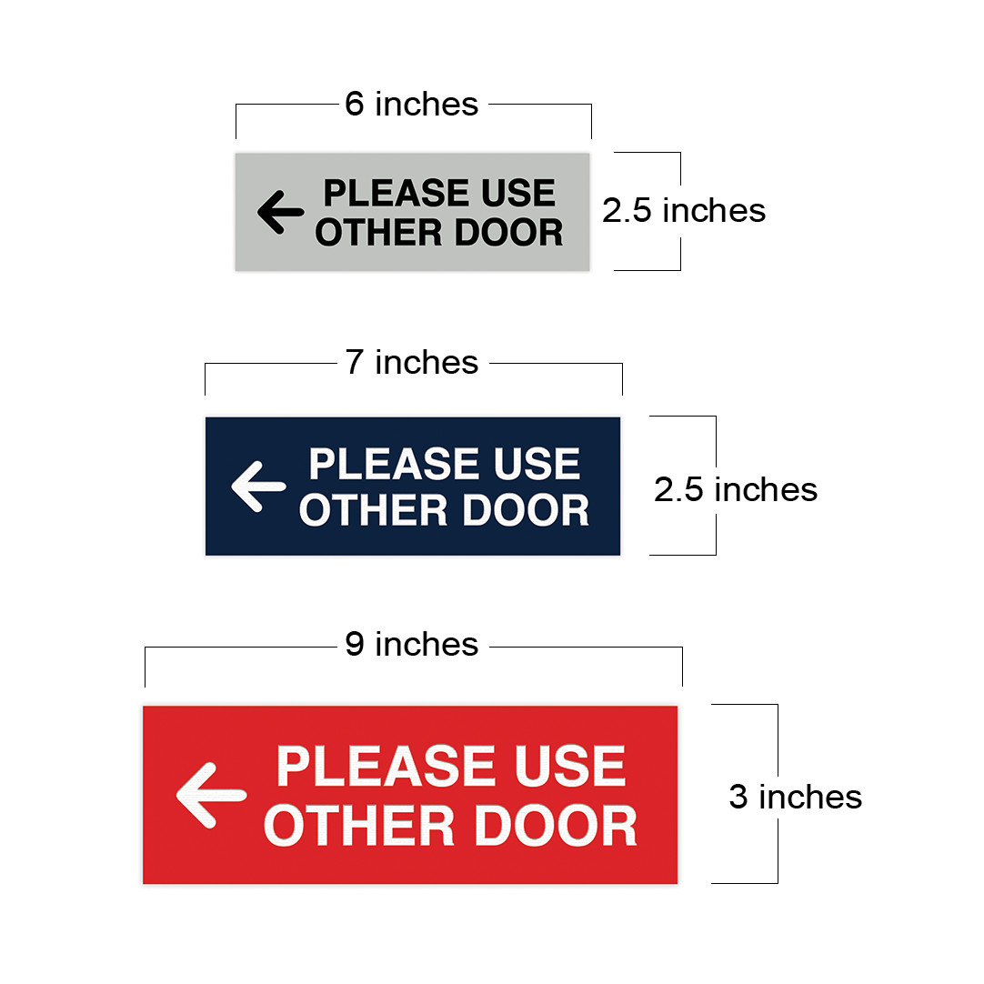 All Quality PLEASE USE OTHER DOOR Sign – (2 Pack) (Black) – Small 2&Prime; x 6&Prime;