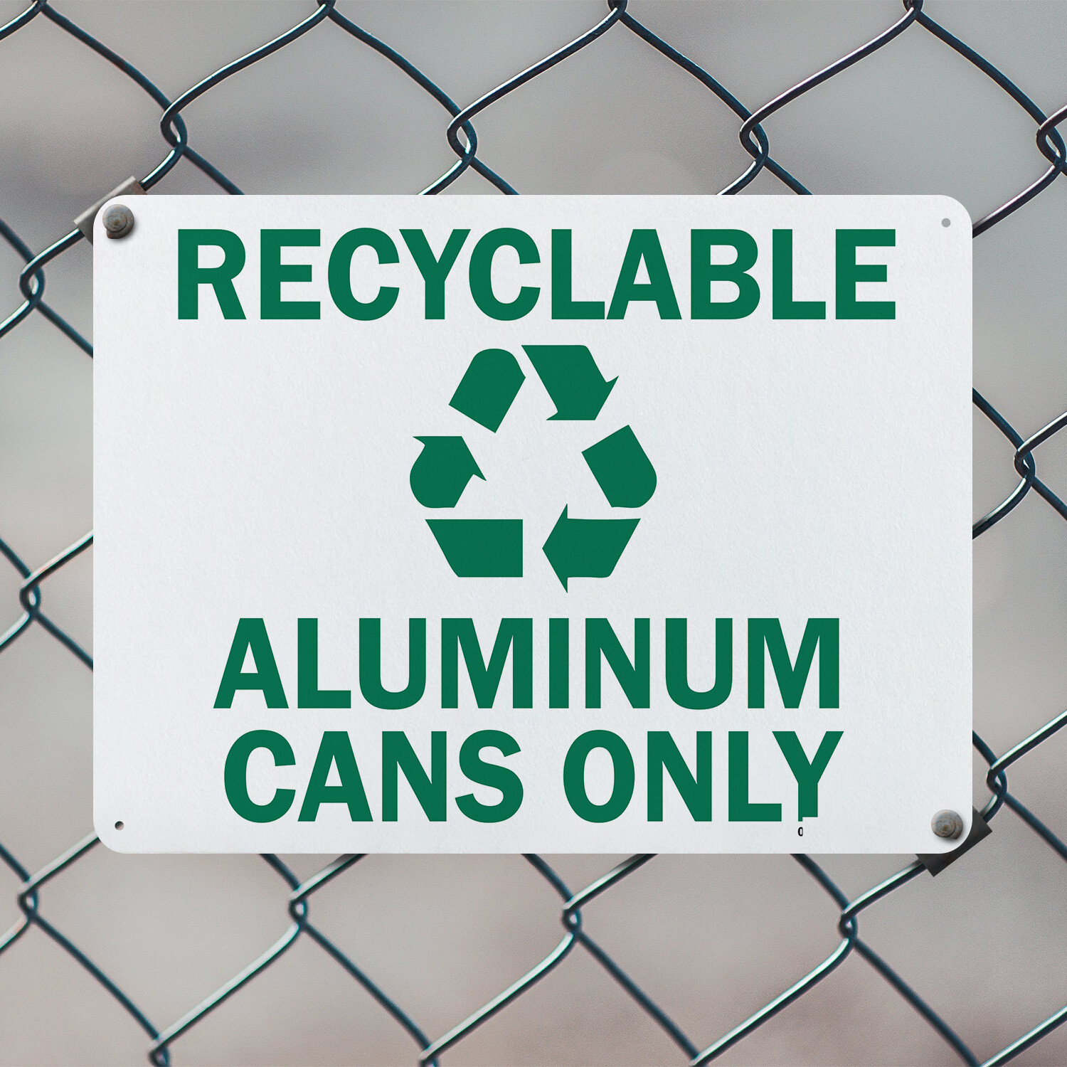 (2 Pack) Recyclable Aluminum Cans Only with Graphic OSHA ANSI Sign Decal Metal
