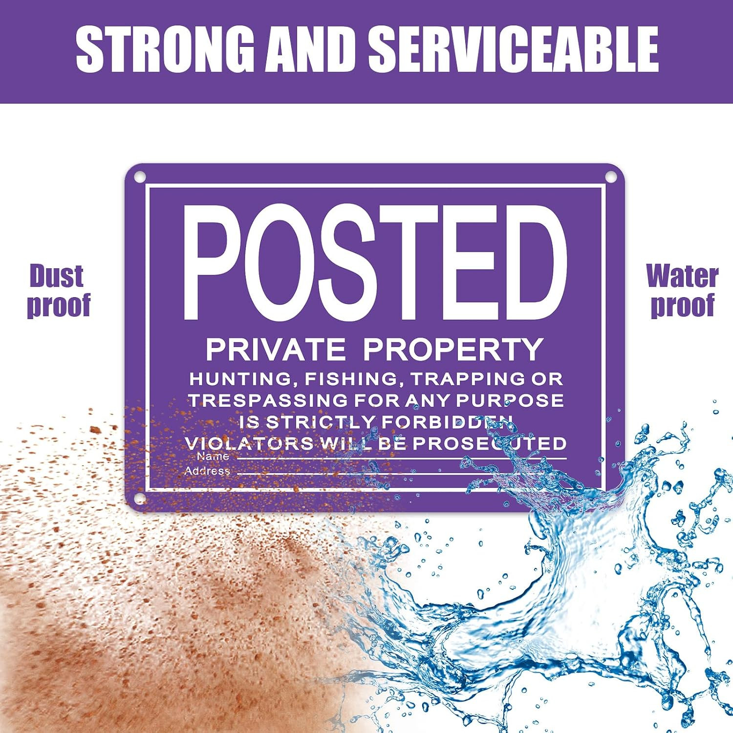 No Trespassing Signs 4 Pcs 10×7&Prime; Private Property Reflective