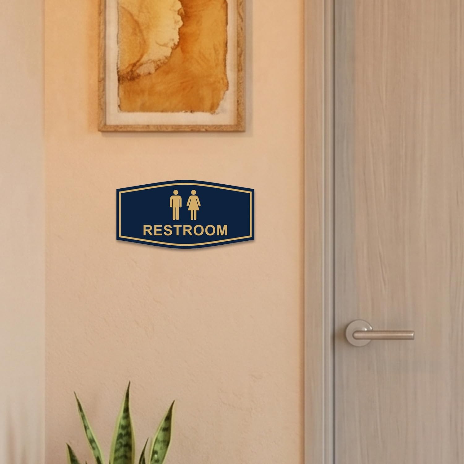 Signs ByLITA Fancy Unisex Restroom Sign(Brushed Gold) – Medium