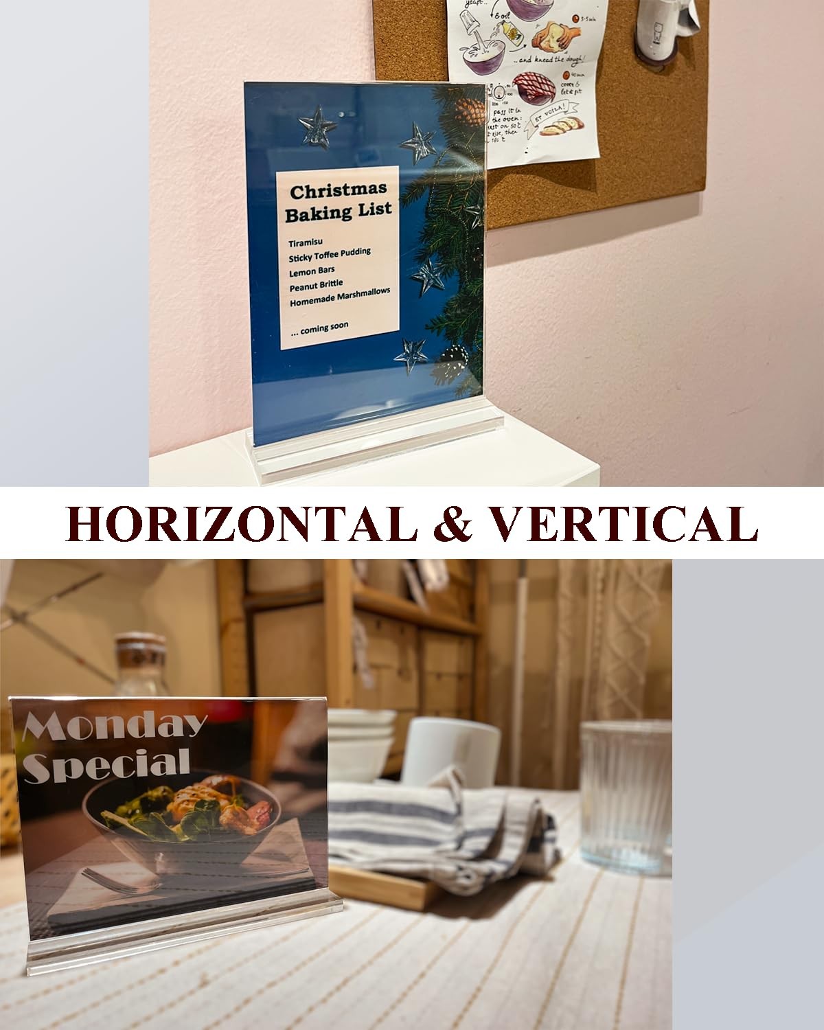 AbriStadt Acrylic Sign Holder 5×7 Inches, 6 Pack, Clear Table Transparent