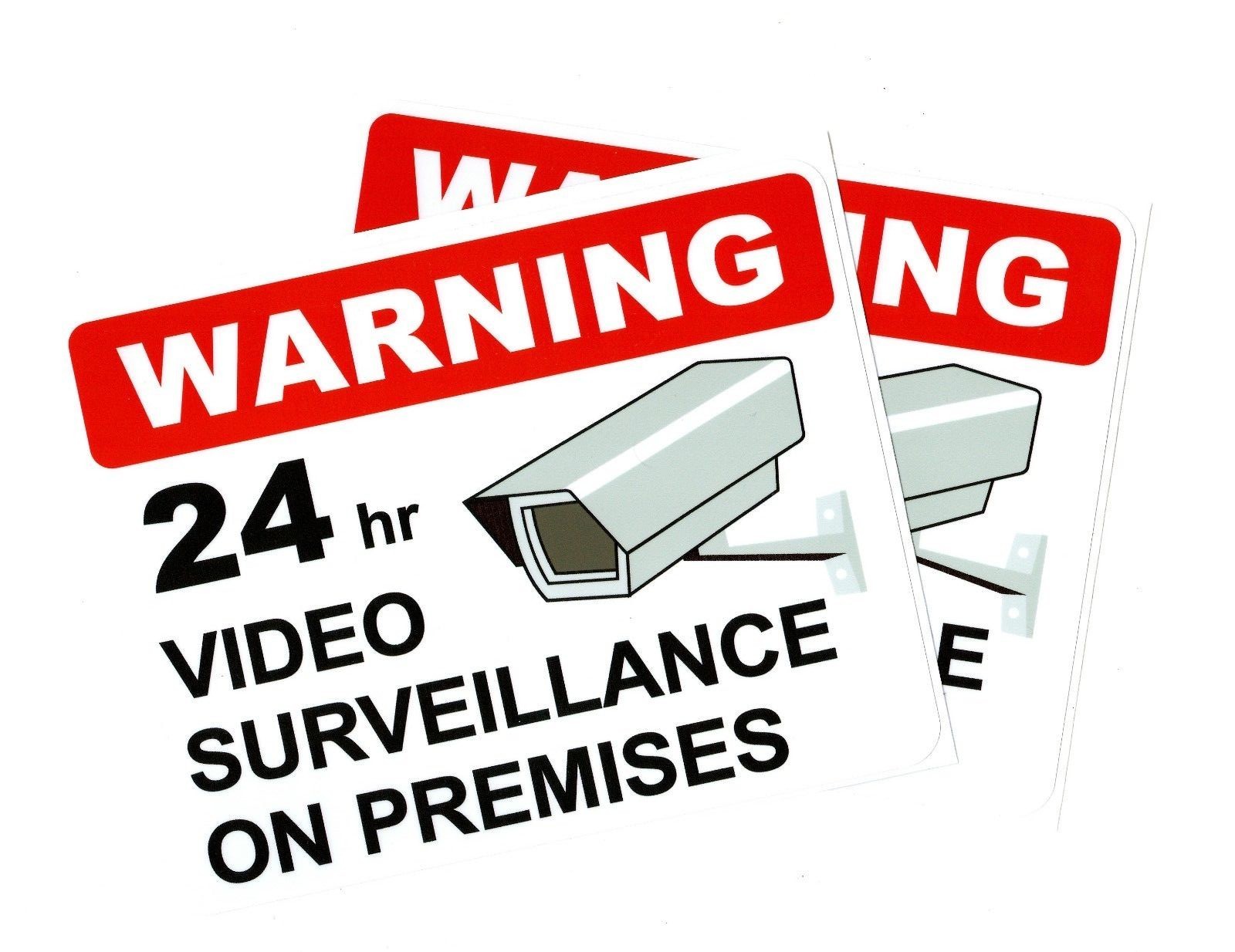 Quantity 2 | 24hr Video Surveillance sticker | Size: 5.5&Prime;x 7&Prime; | outdoor durable
