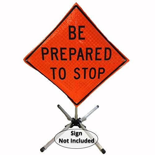 Galvanized Compact Steel Roll-up Sign Stand, Short Leg, Kick-Lever Leg-Release