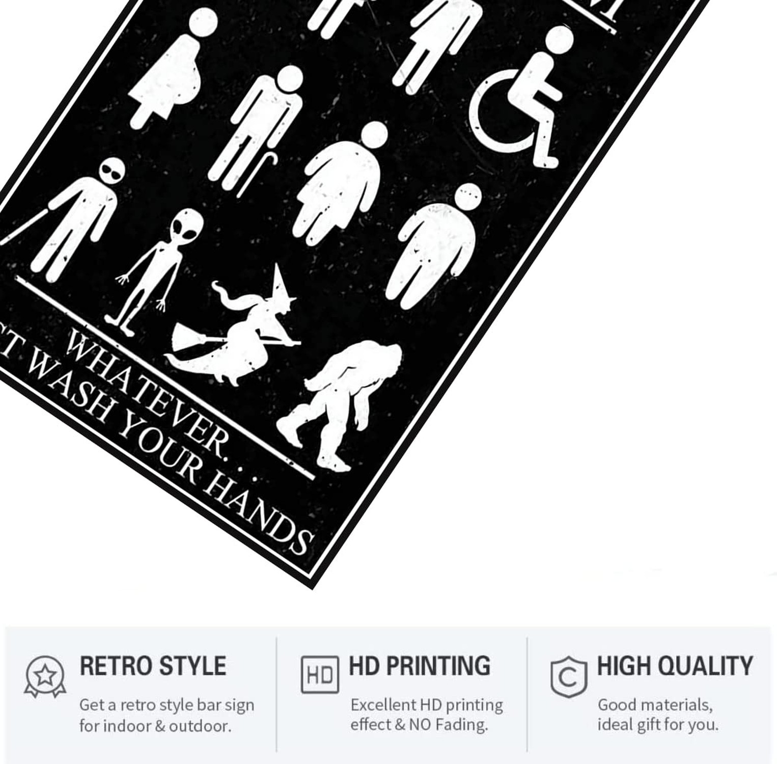 EMOHAT Funny Restroom Sign Whatever Just Wash Your Hands Style Funny Metal Do…