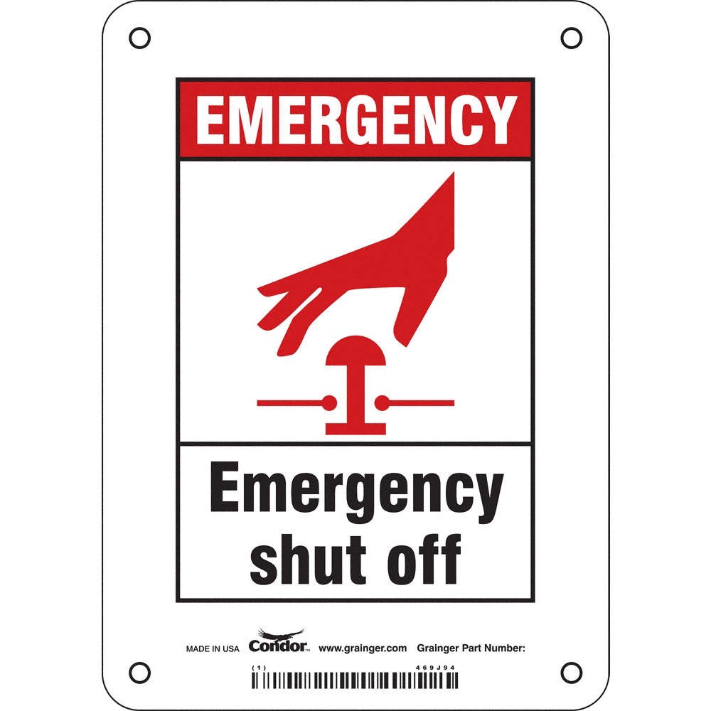 CONDOR 469J94 Safety Sign,7 in x 5 in,Polyethylene 469J94