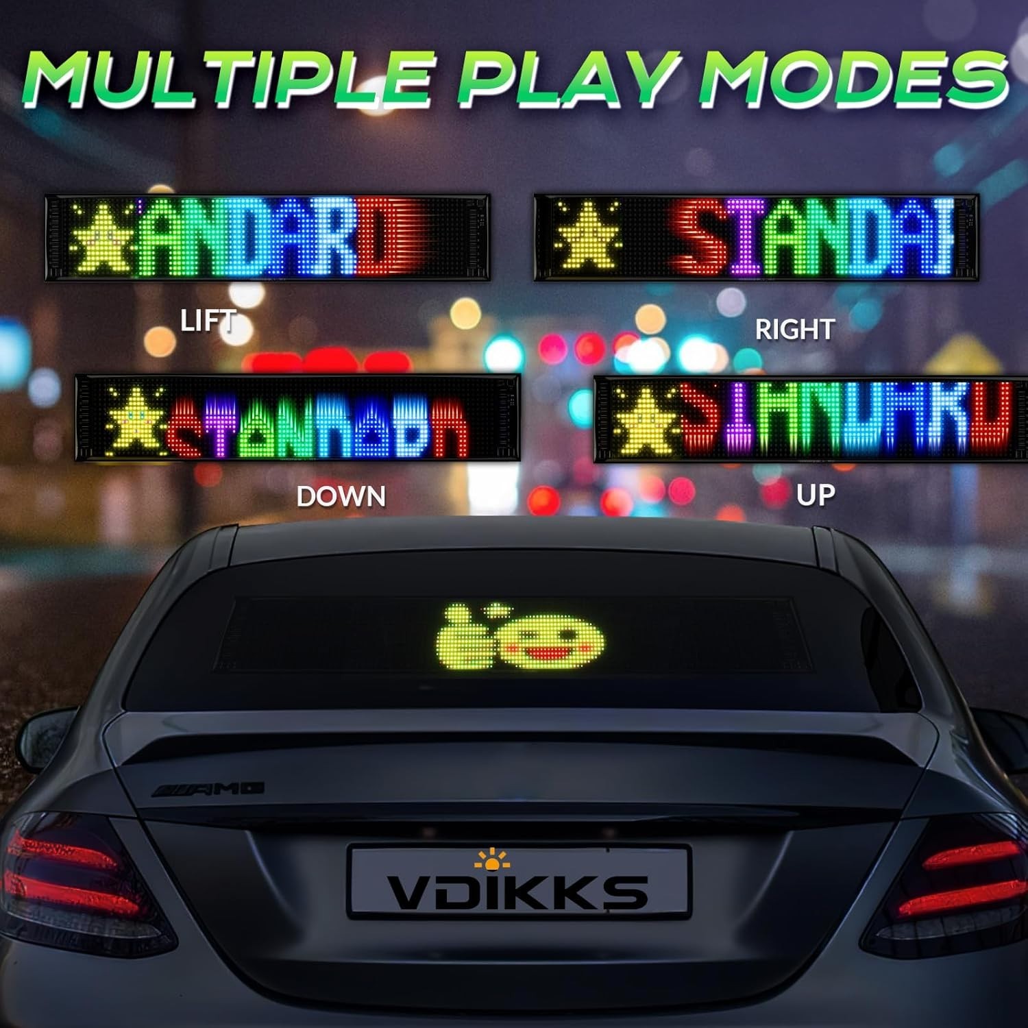 23&Prime;x5&Prime; Devil Eyes LED Car Sign – Bluetooth Control Custom Messages & Animations
