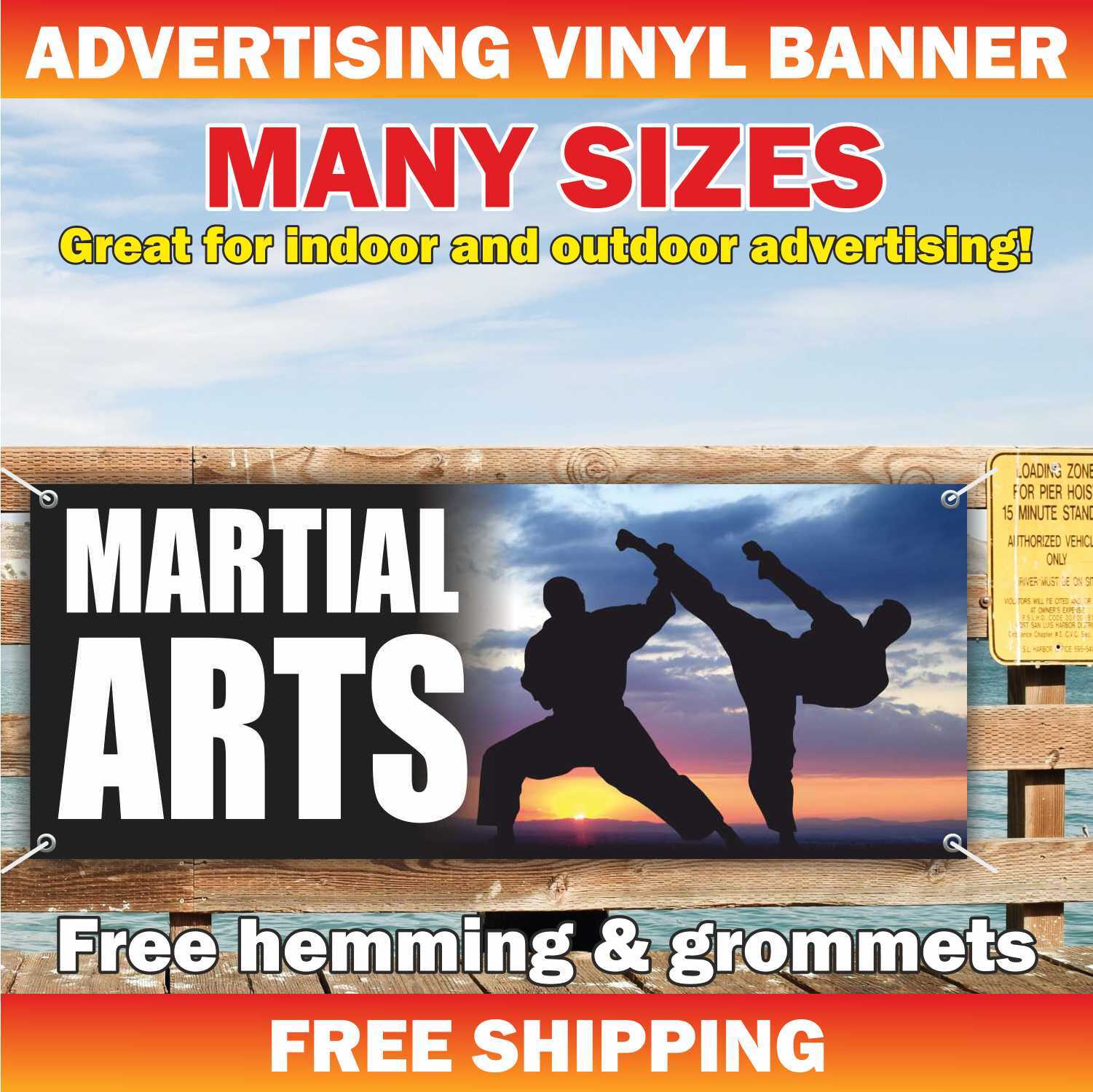 MARTIAL ARTS Advertising Banner Vinyl Mesh Sign Karate Sambo Workout JIU-JITSU