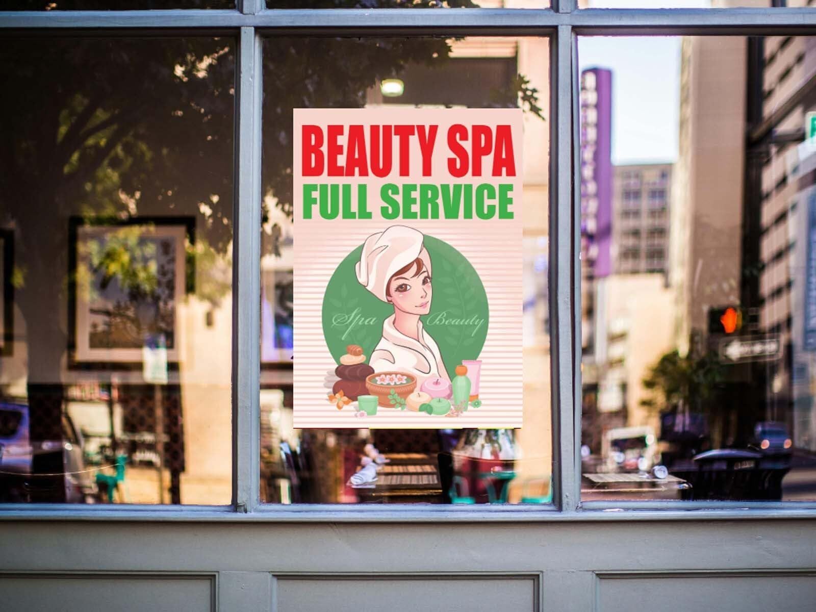 Beauty Spa Full Service | Retail Window Display Sign | 18&Prime;W x 24&Prime;H