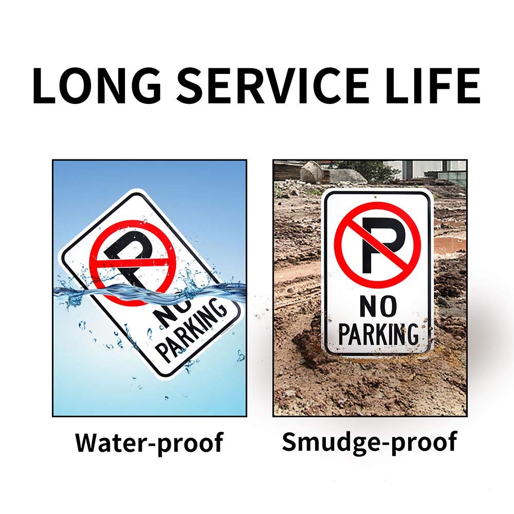 Large No Parking Sign, 18x 12 .040 Aluminum Reflective Rust Free Aluminum-UV