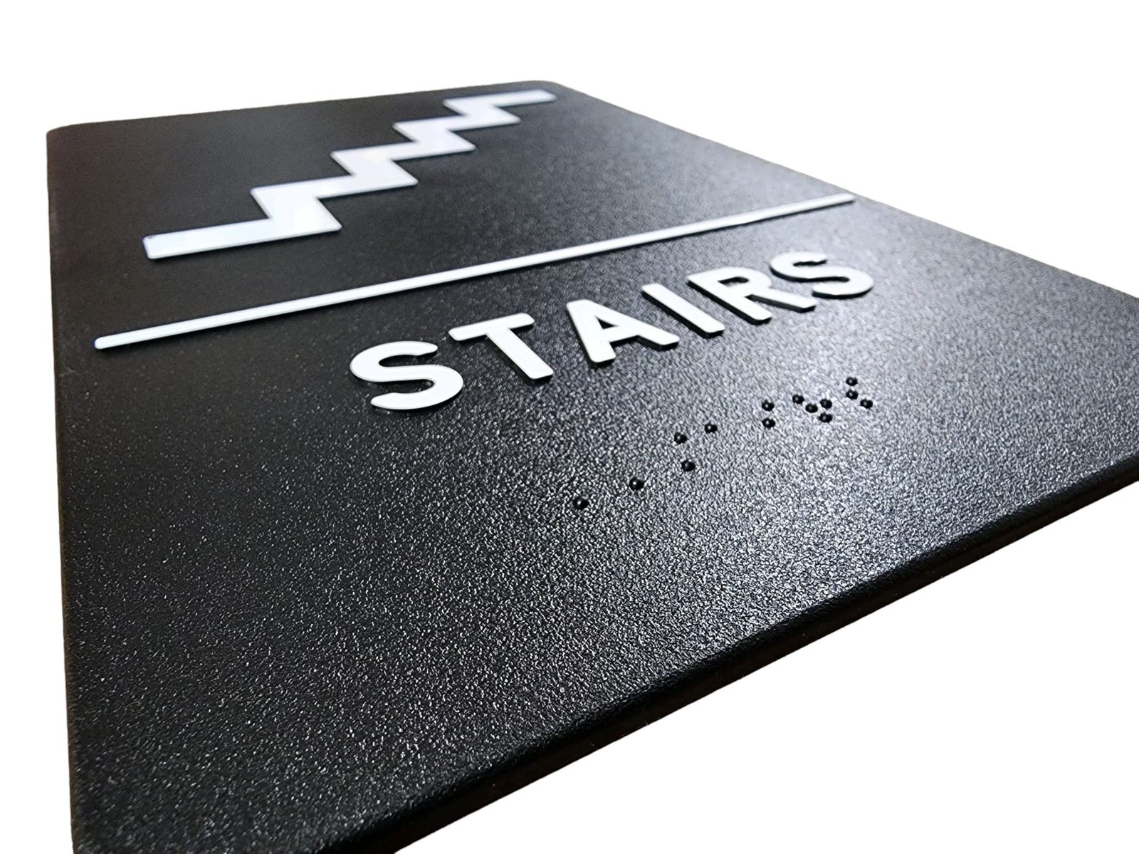 ADA Braille Stair Sign 6×9 Inch White On Black Tactical Signage