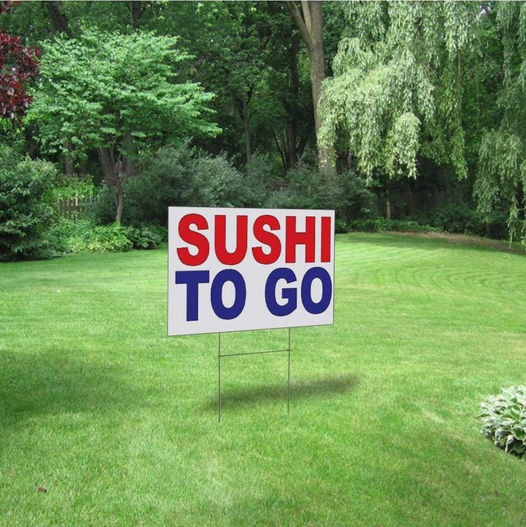 Fastasticdeals Sushi To Go Yard Sign Red Blue 18×12 in UV Water Resistant