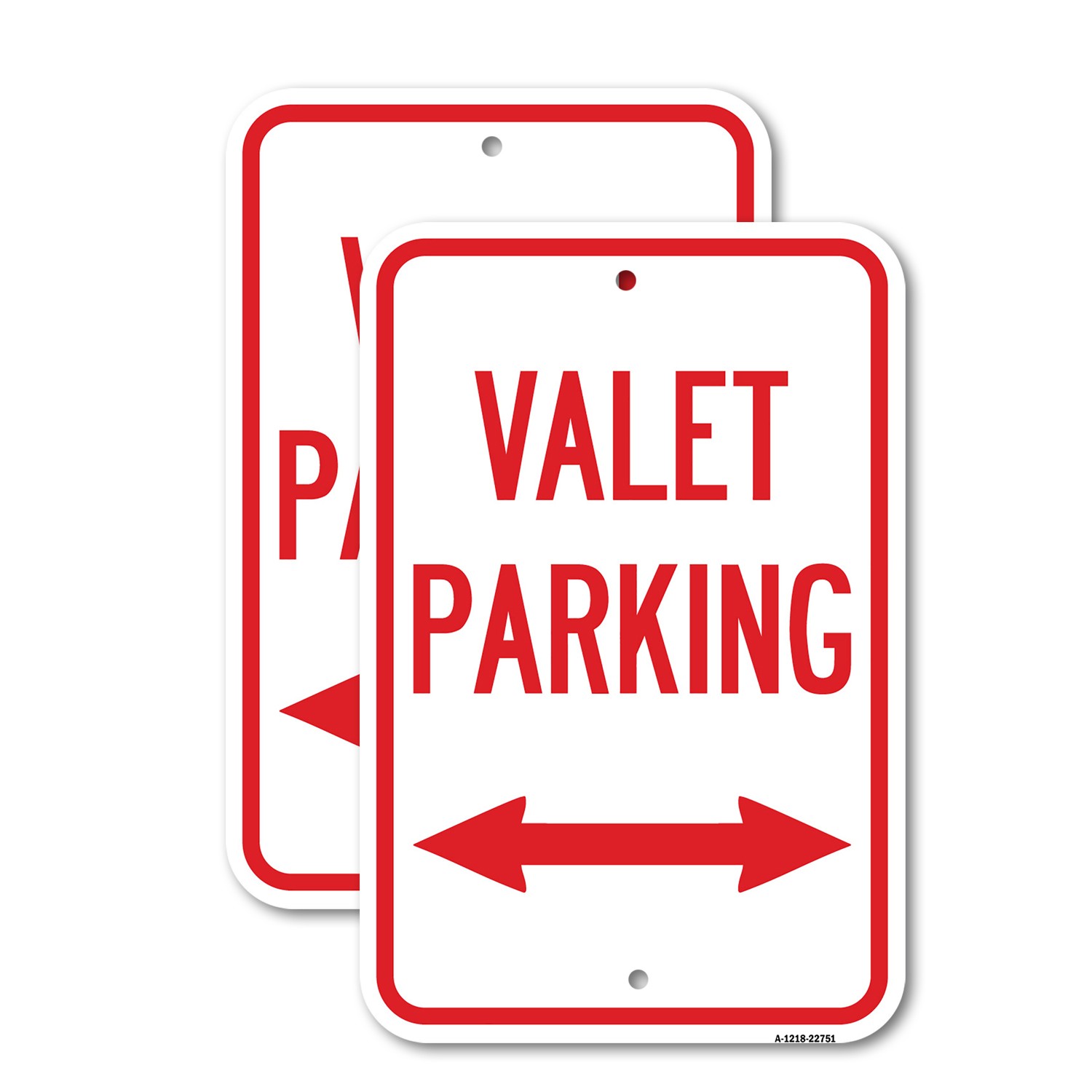Valet Parking with Bidirectional Arrow Heavy Gauge Aluminum Parking Sign