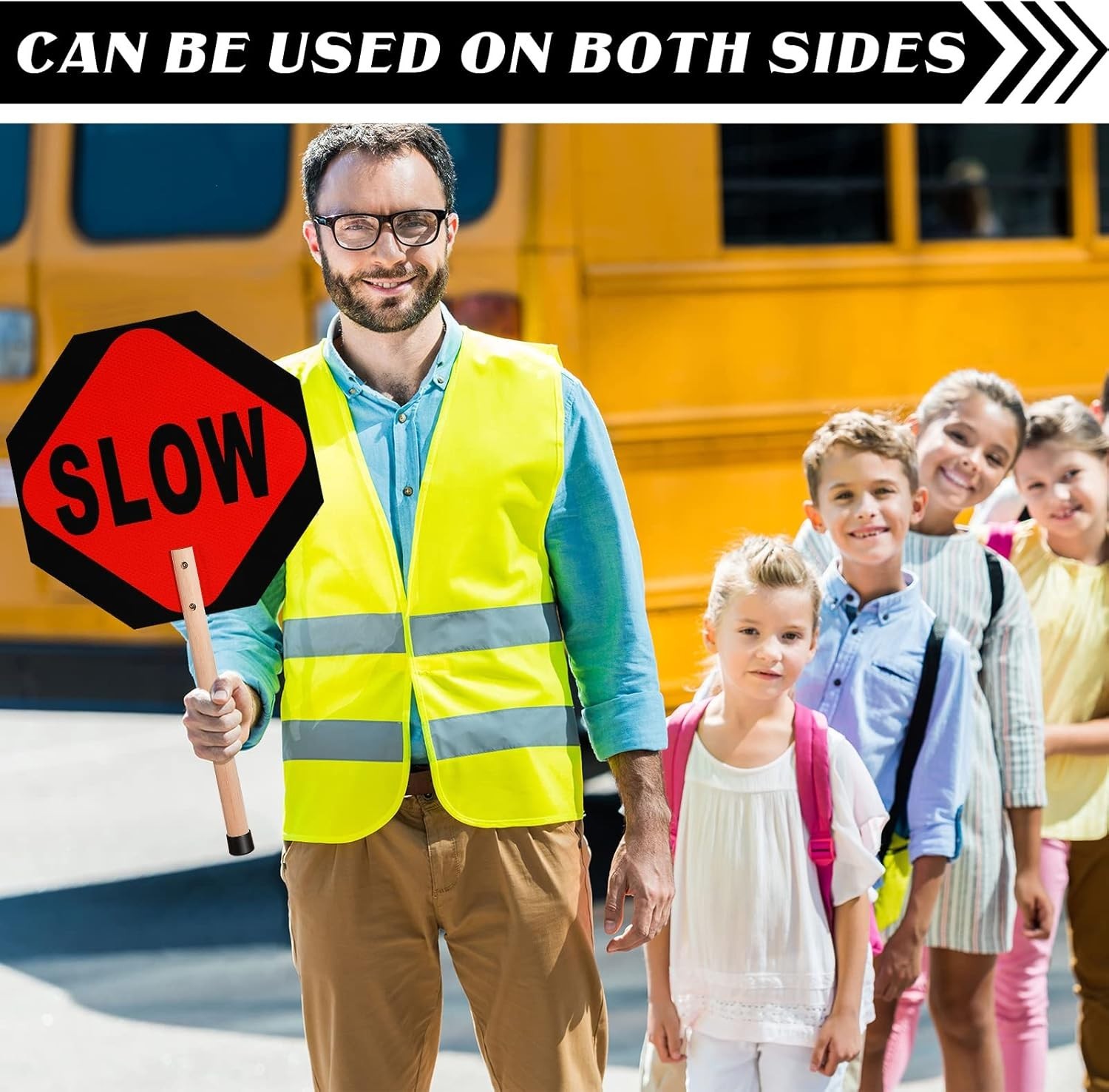 Stop Slow Sign Handheld Stop Sign with Handle 13 x 13 Crossing Guard Stop