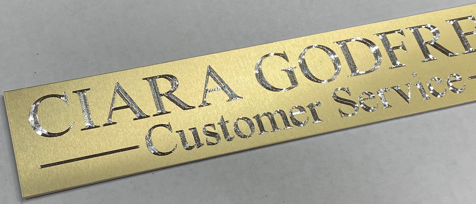 Engraved 8×2 Custom Name Plate Office Wall Door Desk Gold Metal Sign Plaque