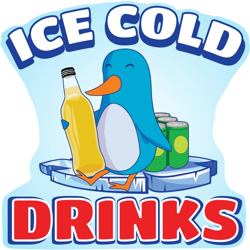 ICE COLD DRINKS 2 Concession Decal sign cart trailer stand sticker equipment