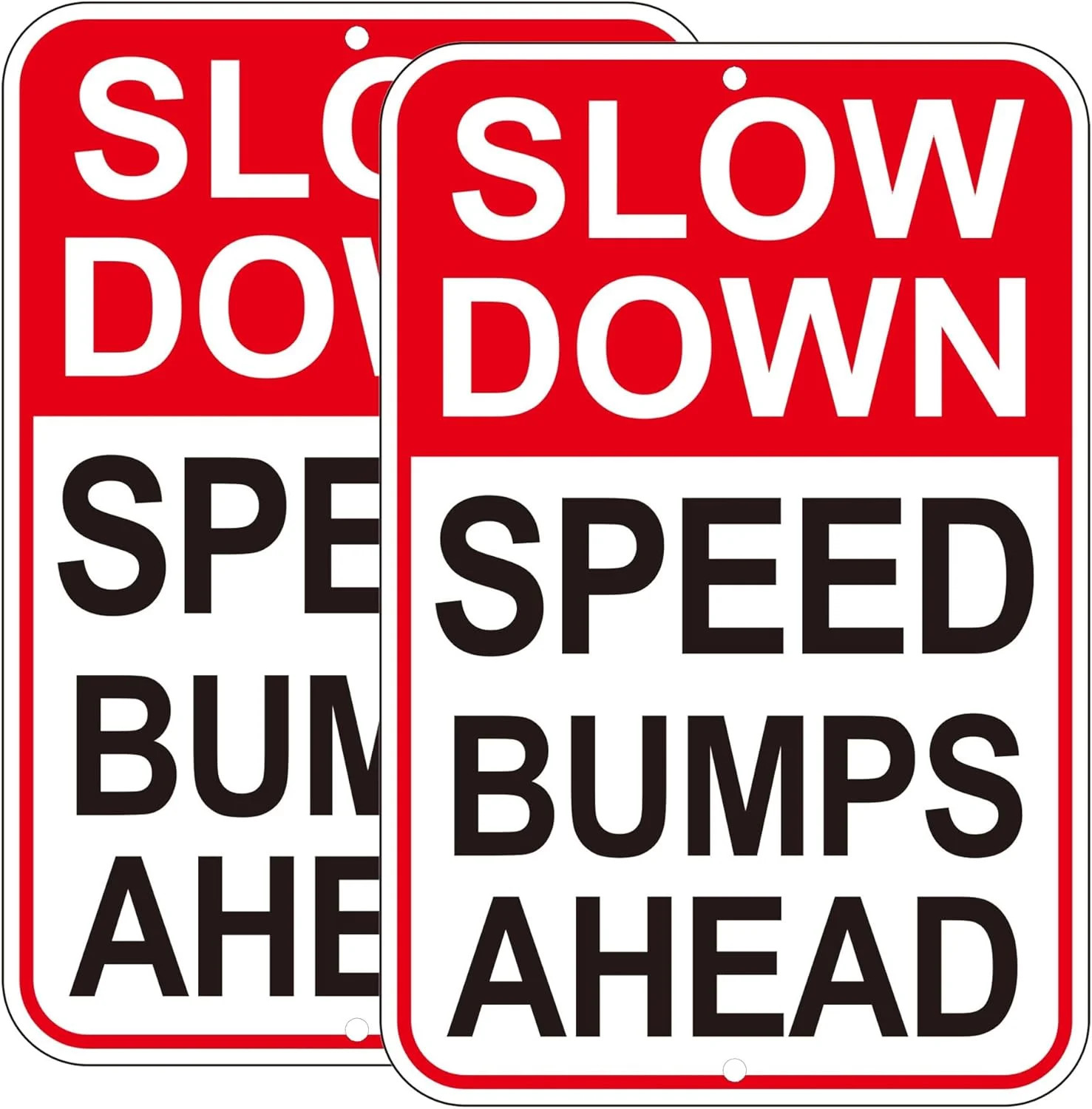 2Pack Slow Down Sign, 18&Prime;x12&Prime; Speed Bumps Ahead safety Signs, Rust Free Reflecti