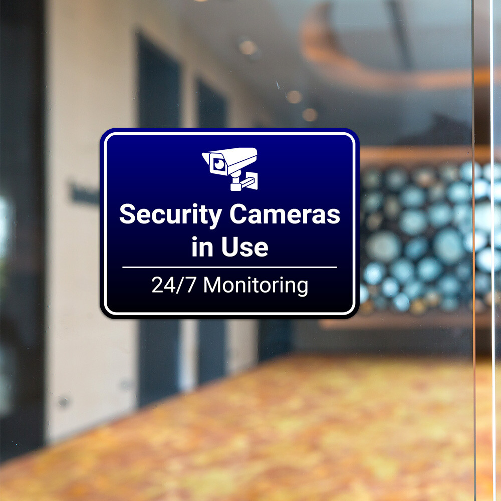 Classic Framed Plus Security Cameras in Use – 24/7 Monitoring Door or Wall Sign