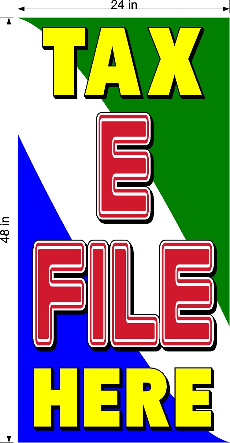 PERFORATED WINDOW VINYL DECAL E FILE TAX TAXES HERE 2&prime; X 4&prime; VERTICAL