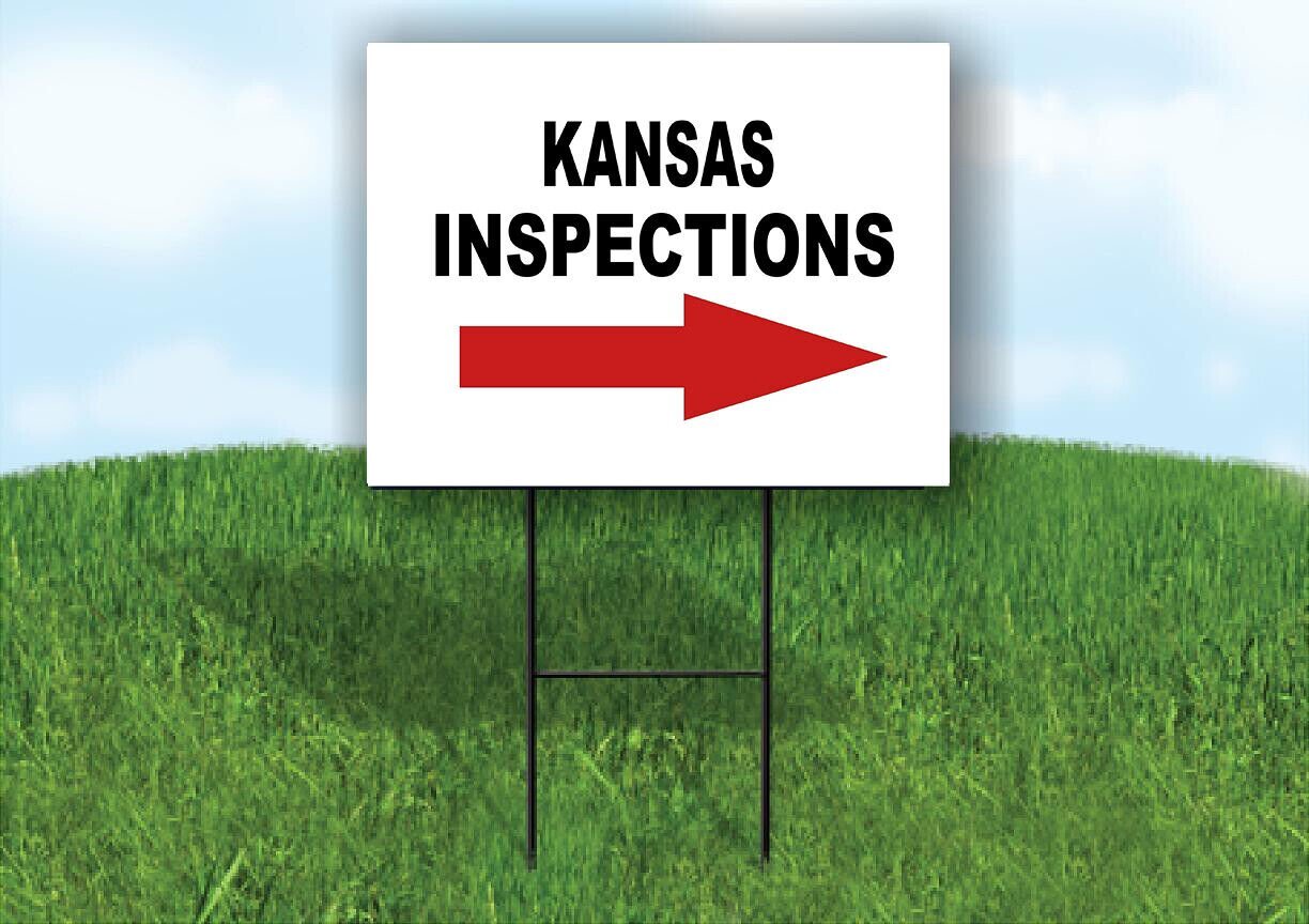INSPECTIONS RIGHT ARROW RED_ KANSAS Yard Sign with Stand LAWN SIGN