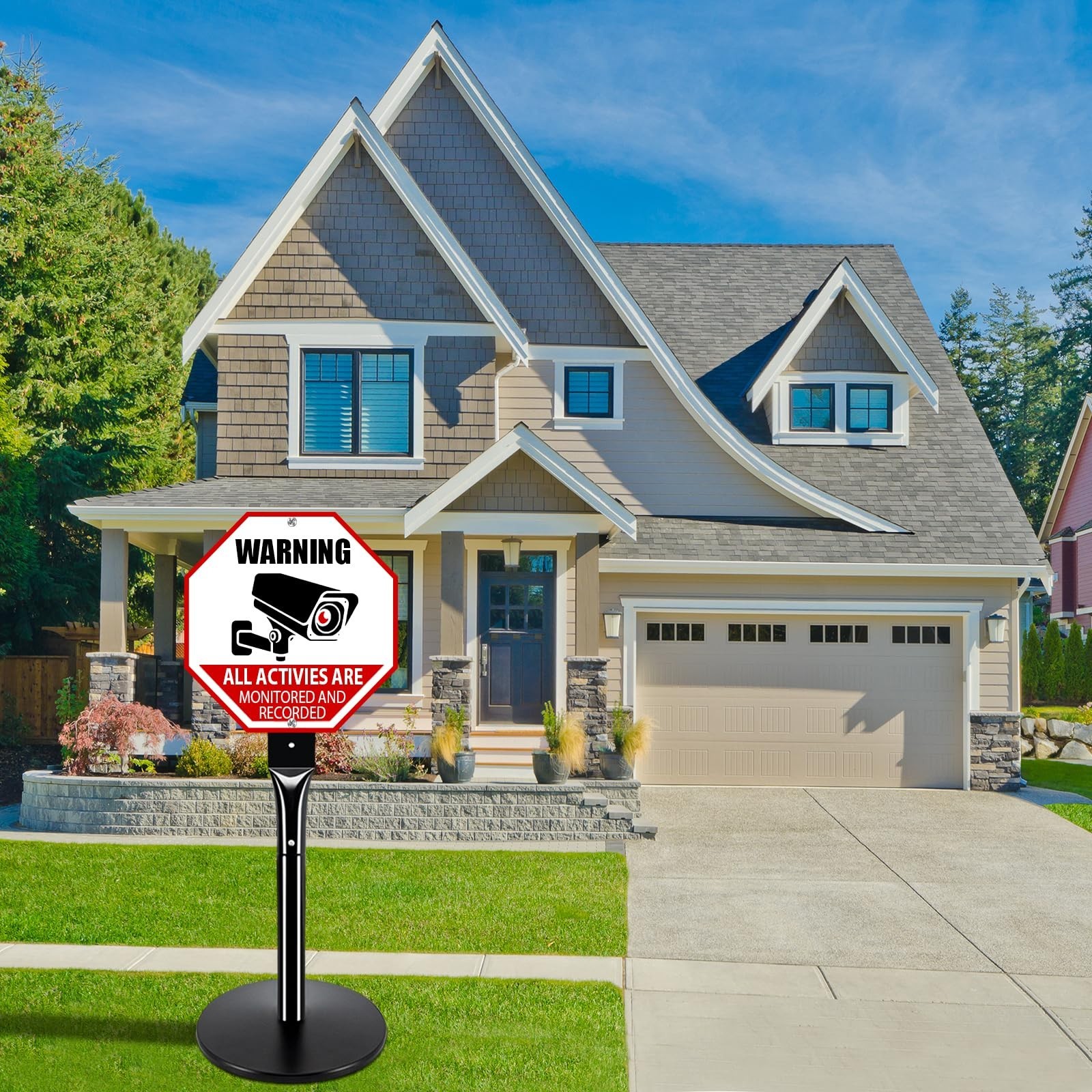 2Pack Heavy Duty Outdoor Sign Post – 20lbs Cast Iron Base, 49&Prime; Height, Black