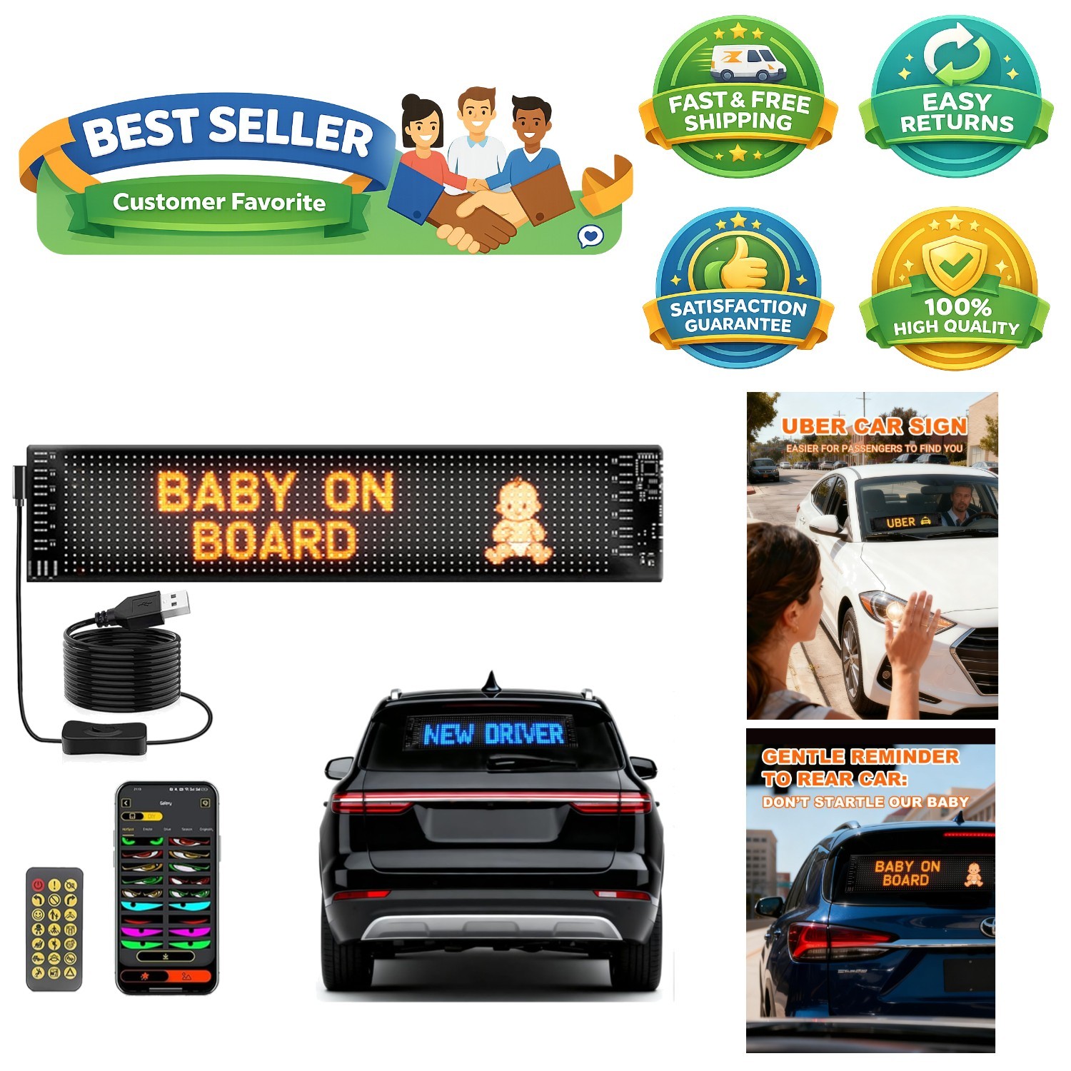 Flexible LED Scrolling Display for Vehicles and Promotions – 23.5 » x 4.7 »