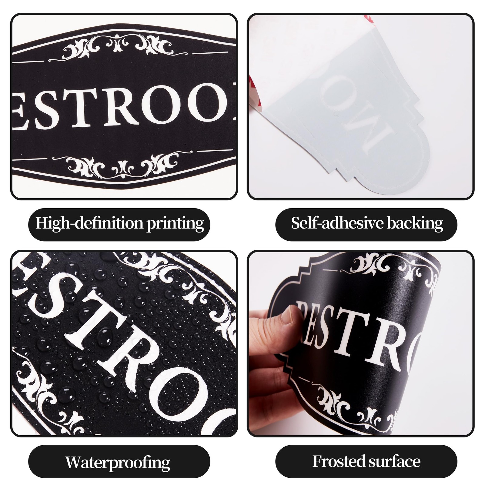 Restroom Sign for Business and Home，Self-adhesive Unisex 9IN,