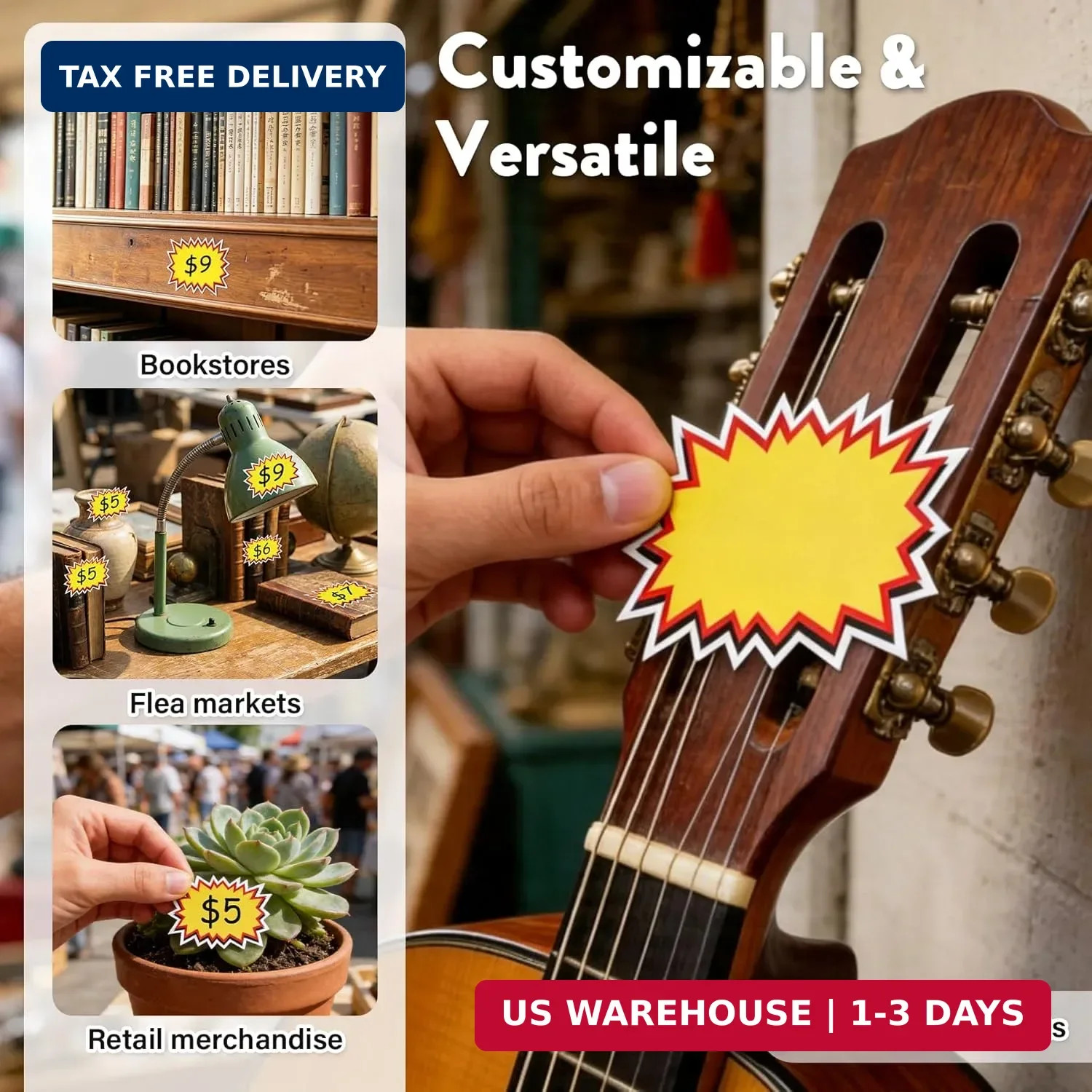 400 Pcs Removable Garage Sale Stickers,3&Prime;x 4&Prime; &2&Prime; x 3 Adhesive Yard Sale Price S
