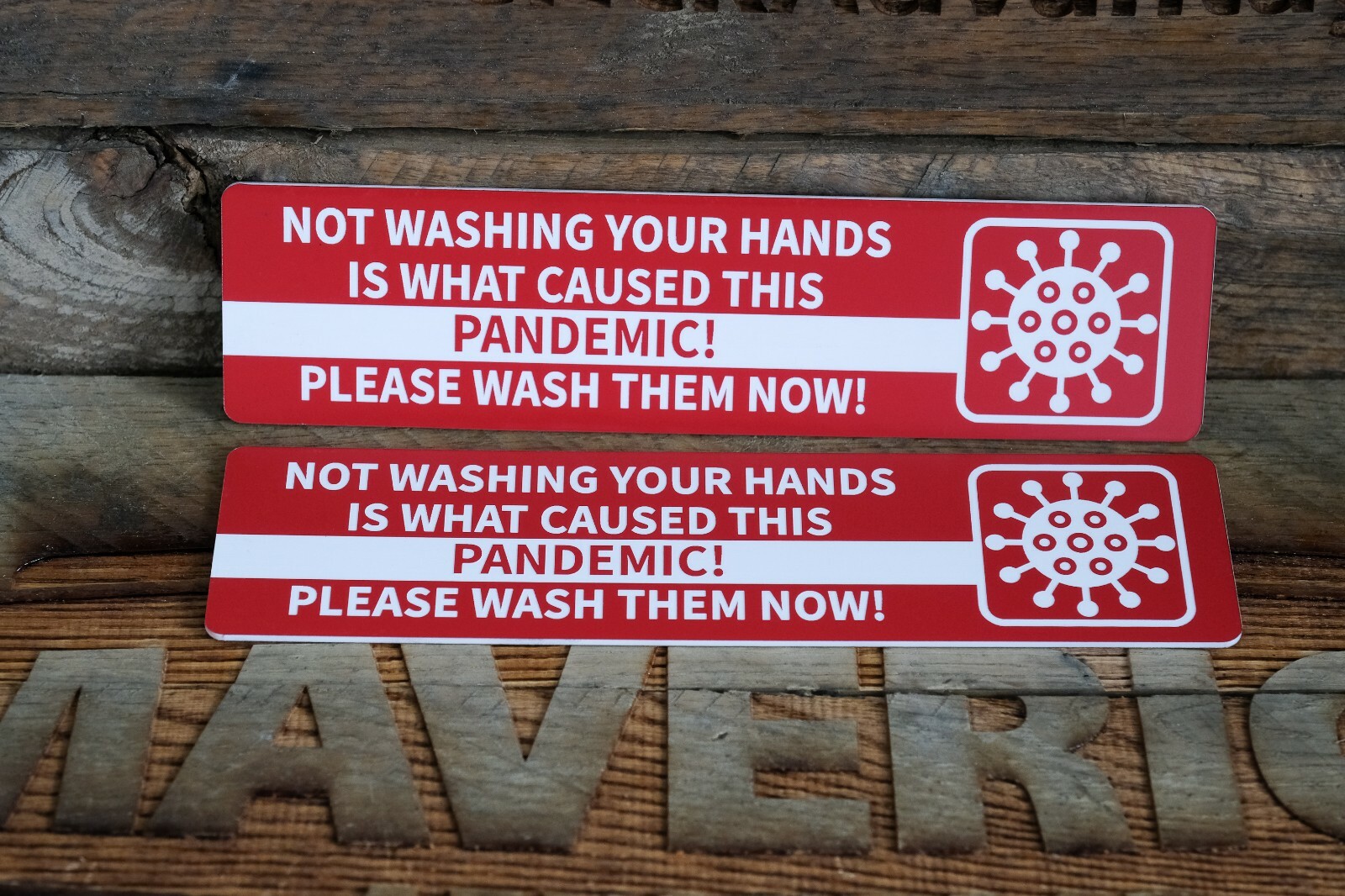 2x You Must Wash Hands – RED PANDEMIC – Sign 2&Prime; x 8&Prime;