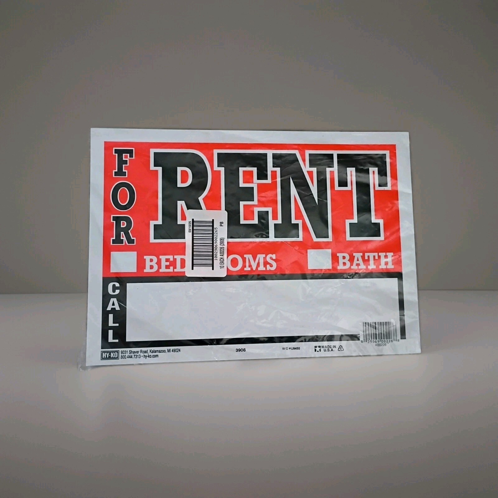 10 Pcs 8.5 x 12 Inch Orange & Black Flexible Plastic « For Rent » Real Estate Sign