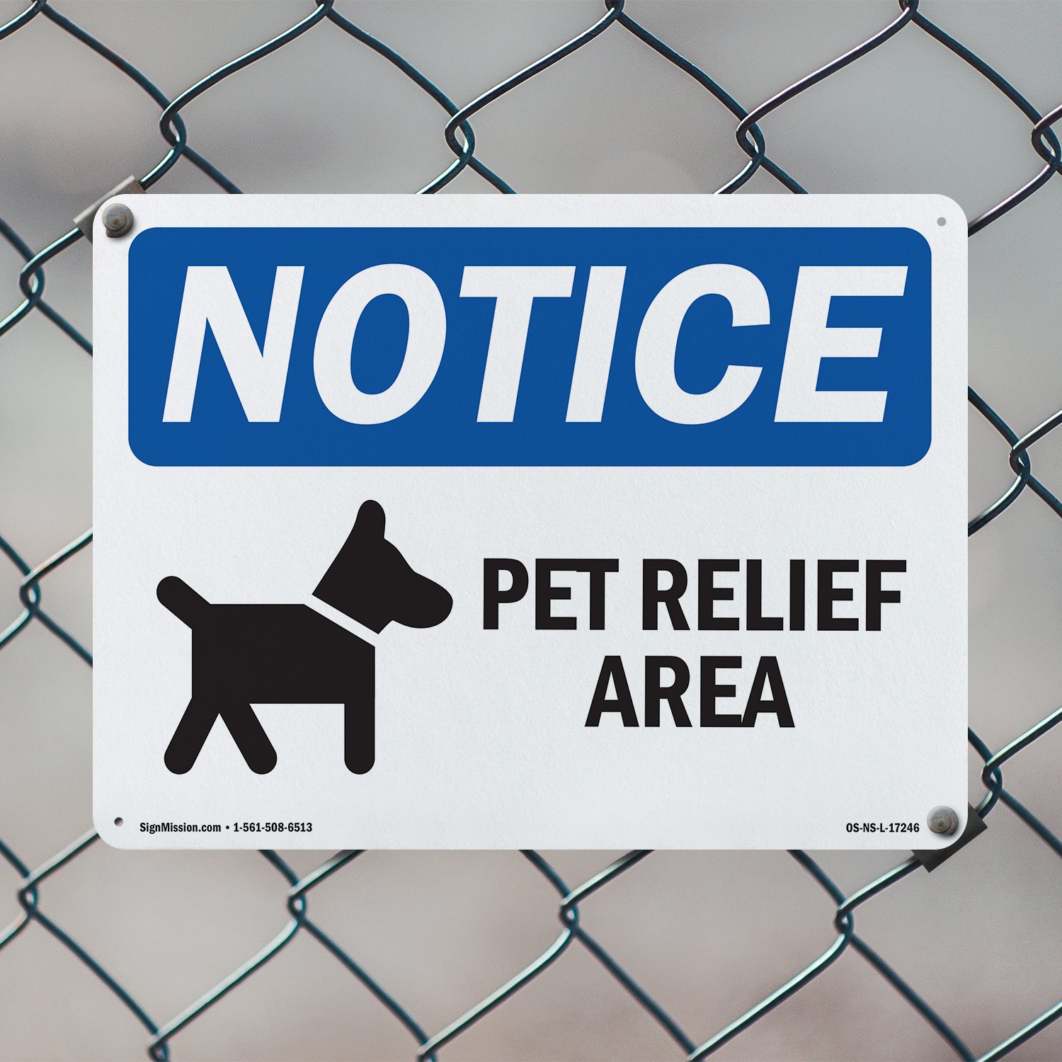 Pet Relief Area OSHA Notice Sign Metal, Plastic, Or Decal – 5 or 10 Pack