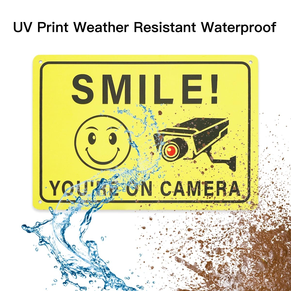 Smile You are on Camera Sign, 2-Pack 10 * 7 Inches Aluminum Video Surveillance