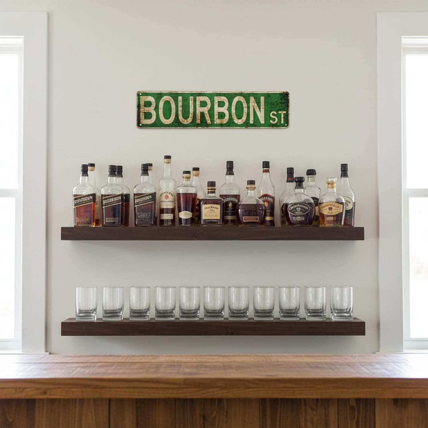 Vintage Bourbon Street Metal Sign 4X15 Inch | Rust-Free Aluminum New Orleans Wal