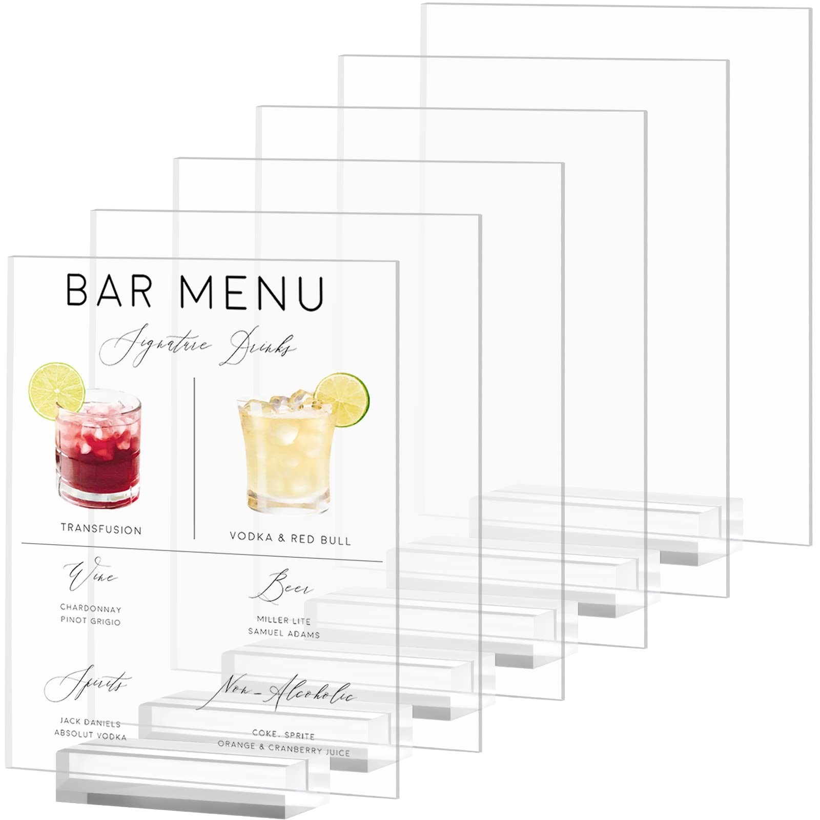 8×10 Inch Acrylic Sign with Stand-6 Pack Clear Blank Acrylic Sheets with Stan…
