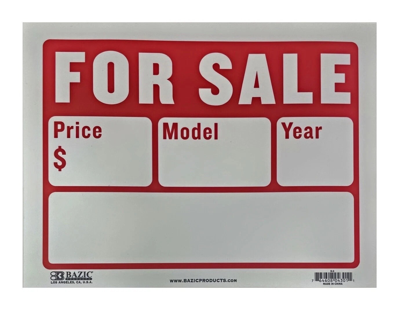 5 Pack FOR SALE Sign 9x12in Weatherproof Plastic Sell Cars Boats Auto Trucks