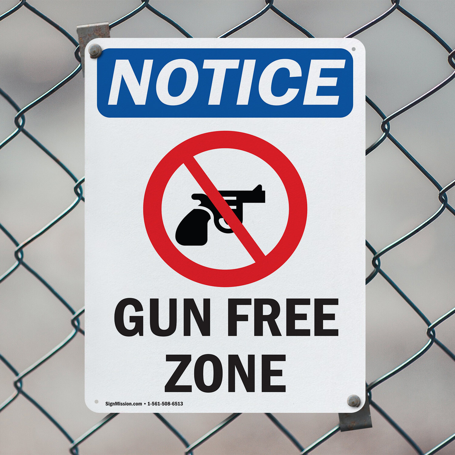 (2 Pack) Gun Free Zone OSHA Notice Sign Decal Metal Plastic