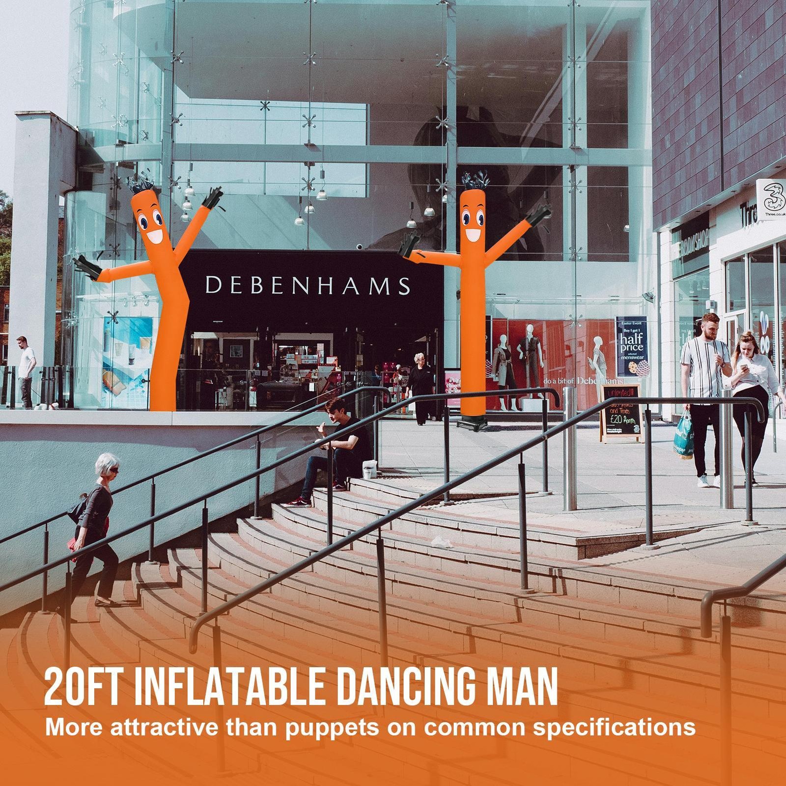 20 Feet Tall Inflatable Dancing Man with Blower for Business Advertising