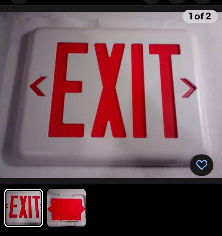 New EXIT Sign Cover Plastic 11-1/4 » x 7 », White Background RED Letters Mancave