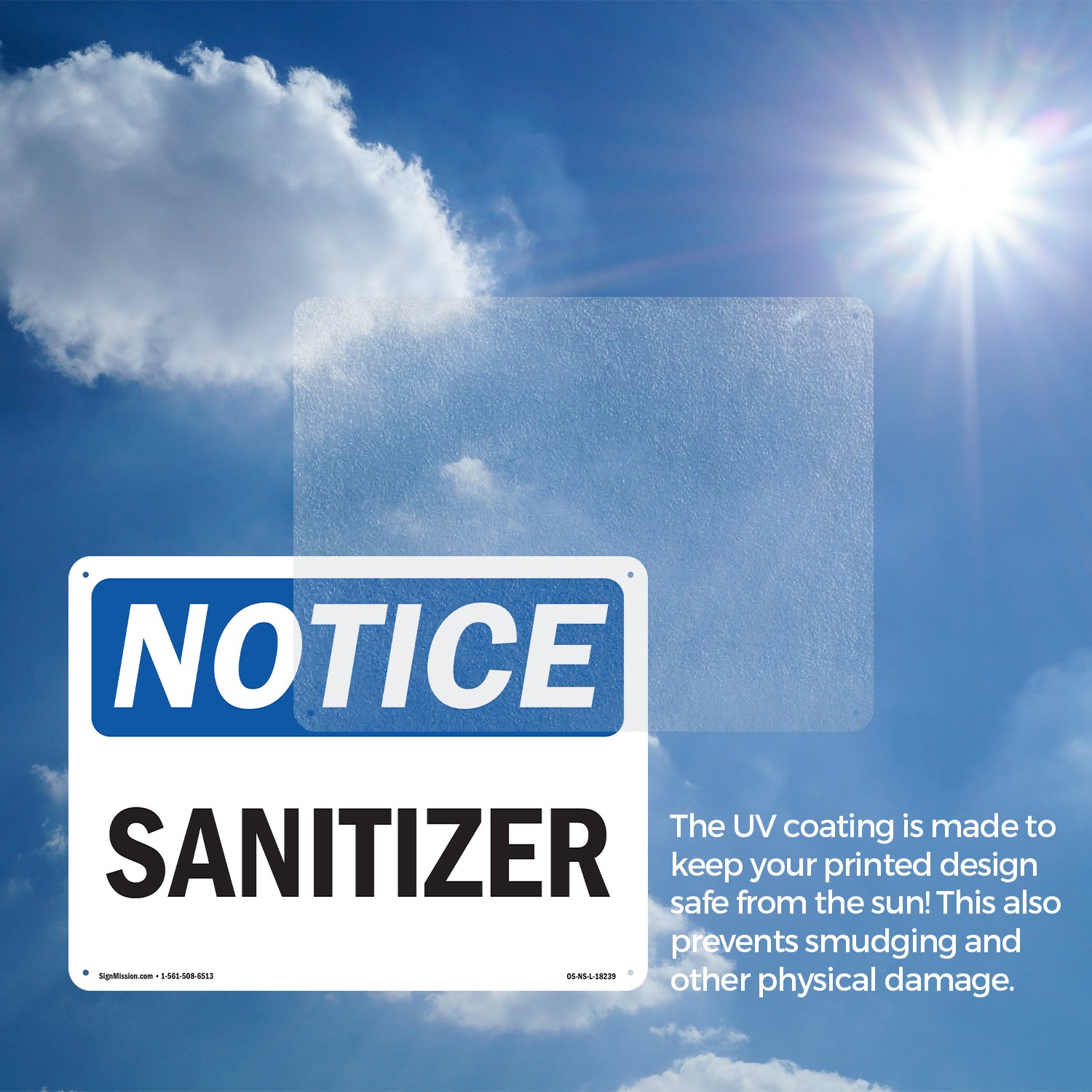 Sanitizer OSHA Notice Sign Metal, Plastic, Or Decal – 5 or 10 Pack