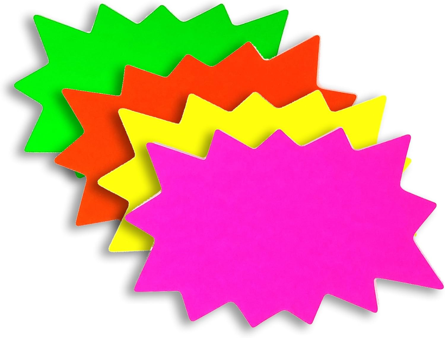6&Prime; X 9&Prime; Medium BLANK Solar Star Burst Neon Fluorescent Retail Signs – 100 Total