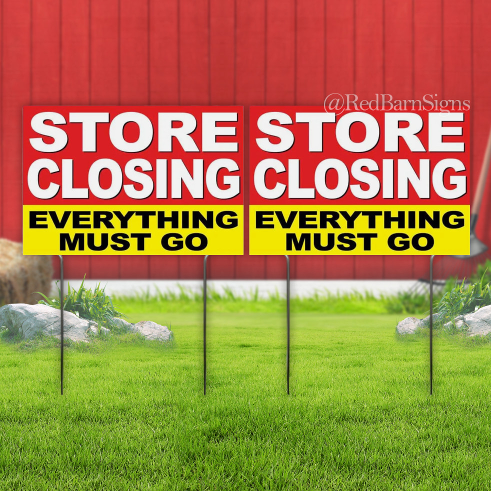 2 Pack of 8×12 Inch STORE CLOSING SALE Yard Sign with Stake ryb1s