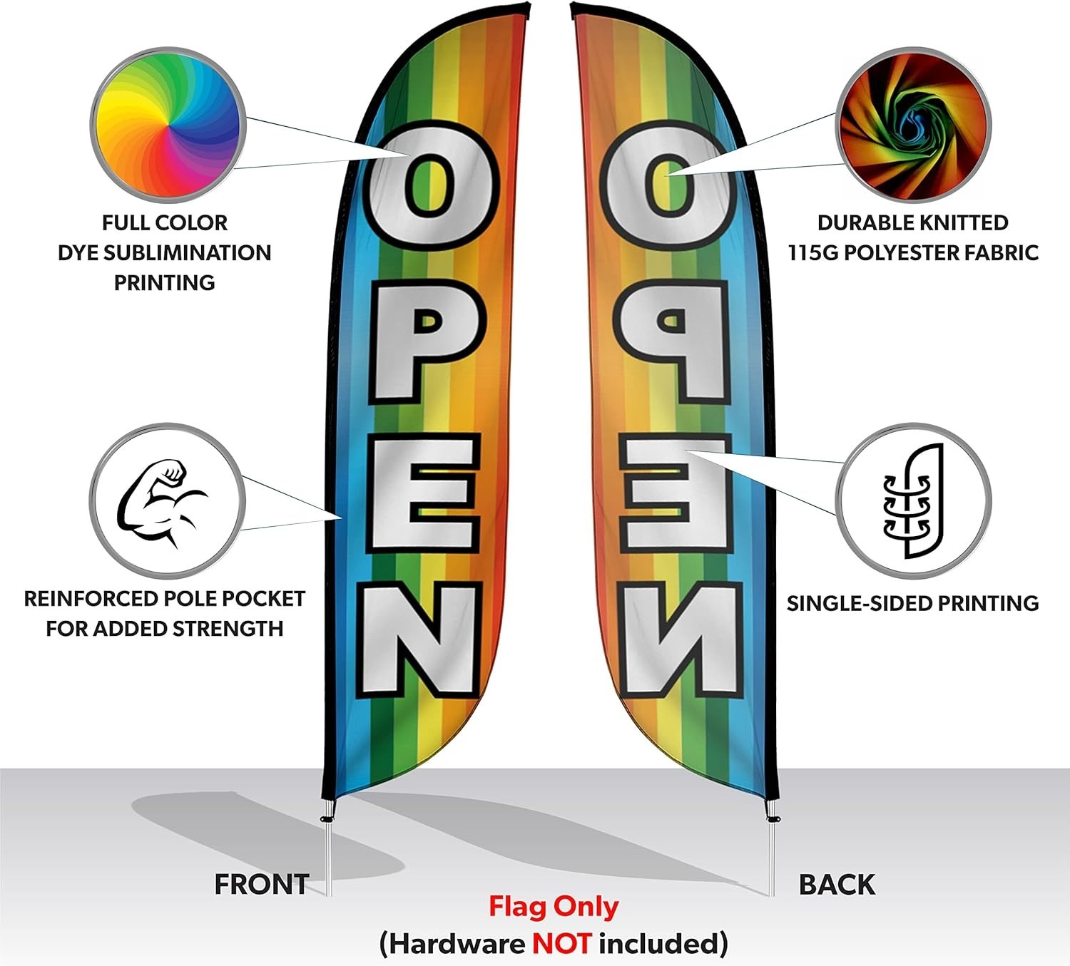Feather Flag Banner – 12 Feet Tall Advertising Sign Swooper Flag Only, No Pol…
