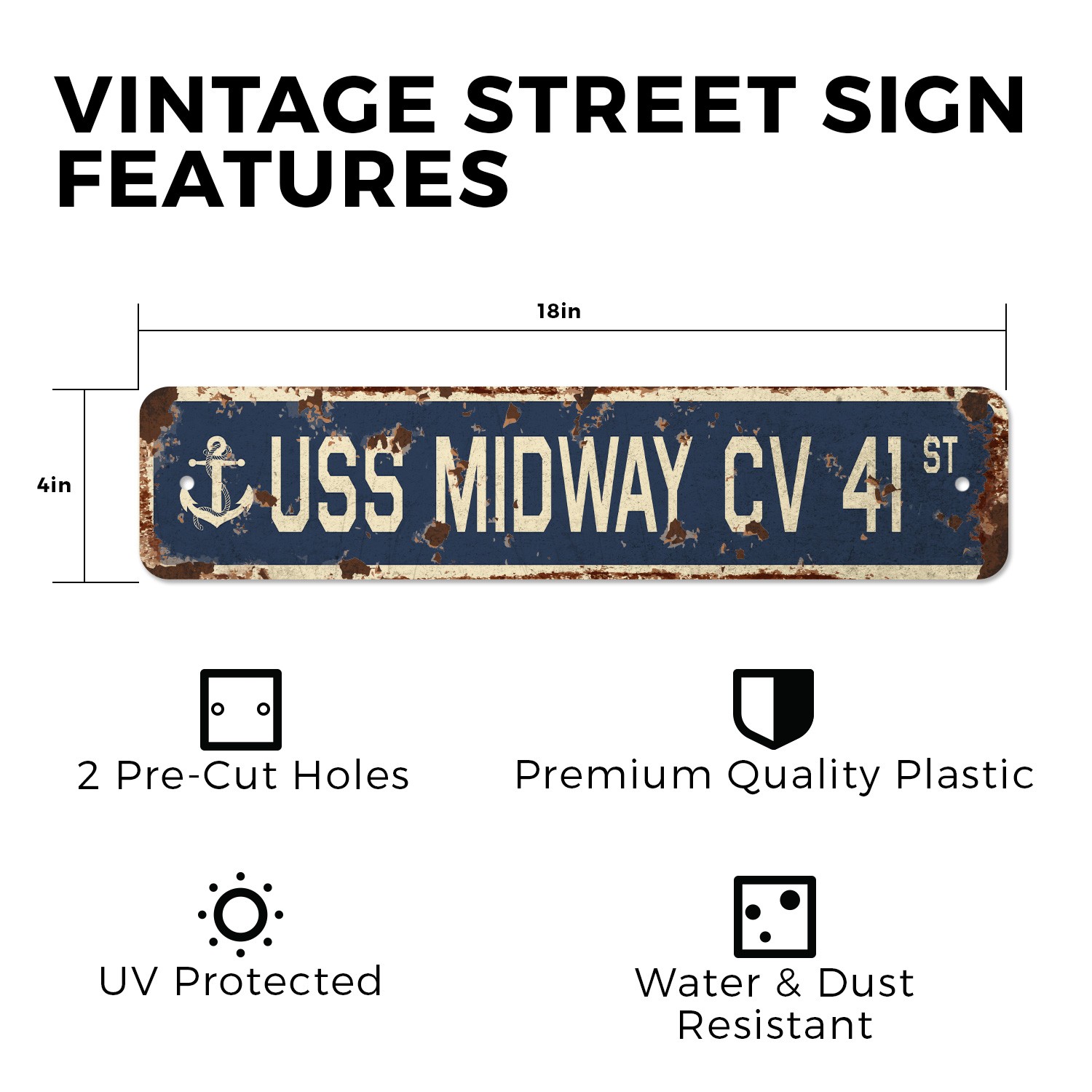 USS MIDWAY CV 41 Vintage Style Street Sign us navy ship veteran sailor gift