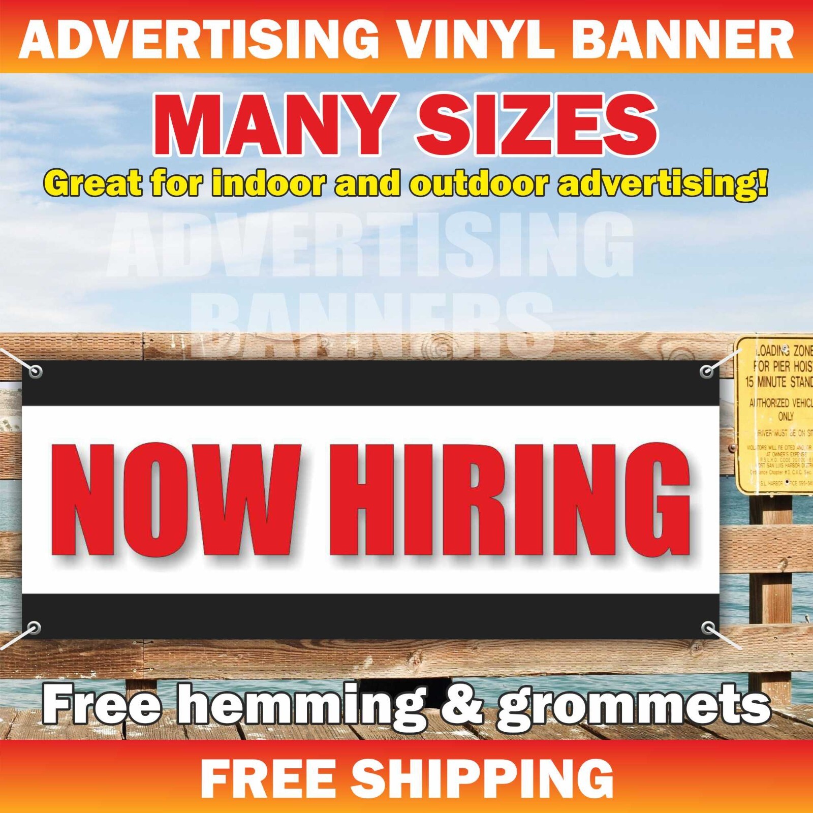 NOW HIRING Advertising Banner Vinyl Mesh Sign job service employees help wanted