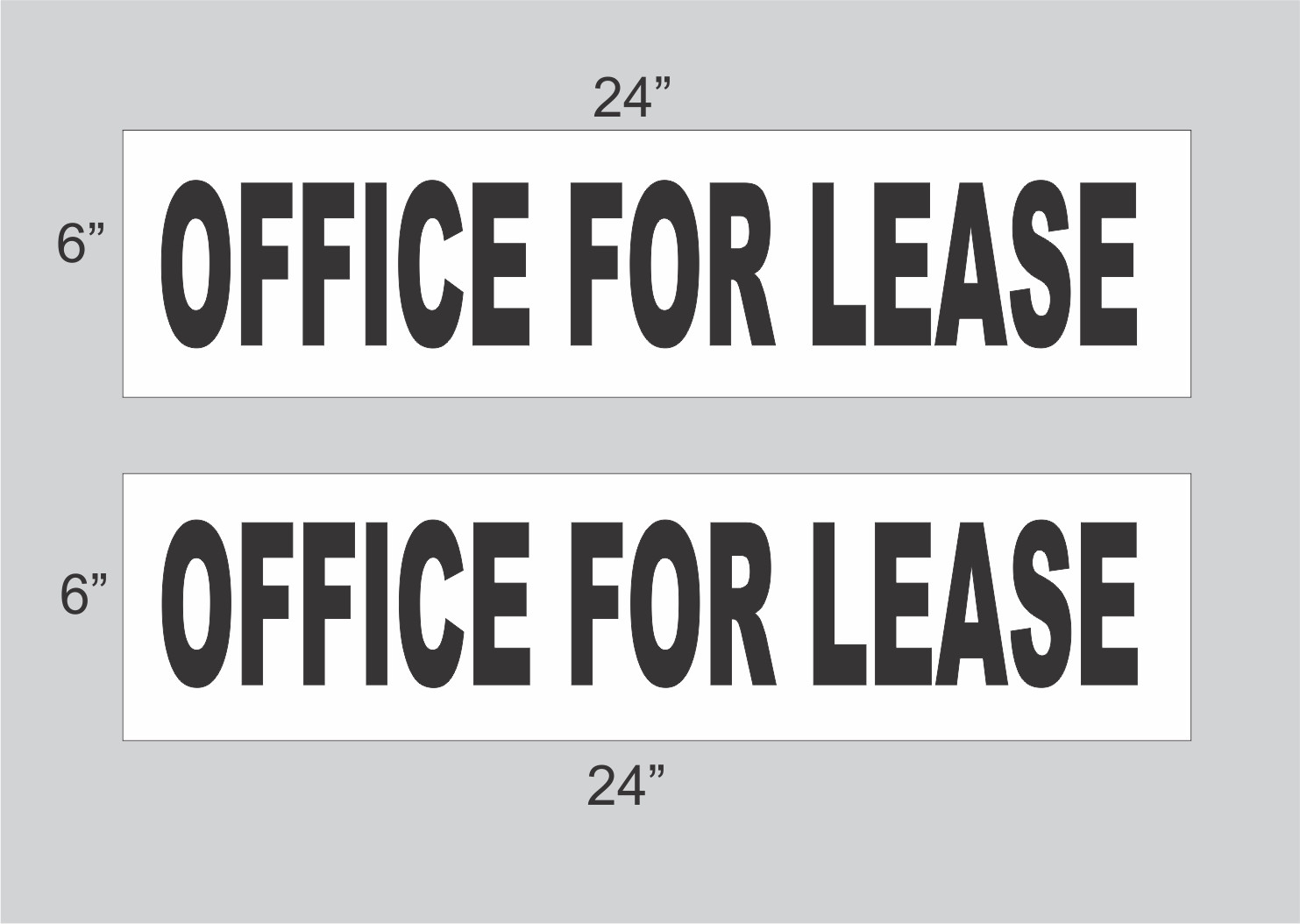 OFFICE FOR LEASE Black 6&Prime;x24&Prime; REAL ESTATE RIDER SIGNS Buy 1 Get 1 FREE 2 Sided
