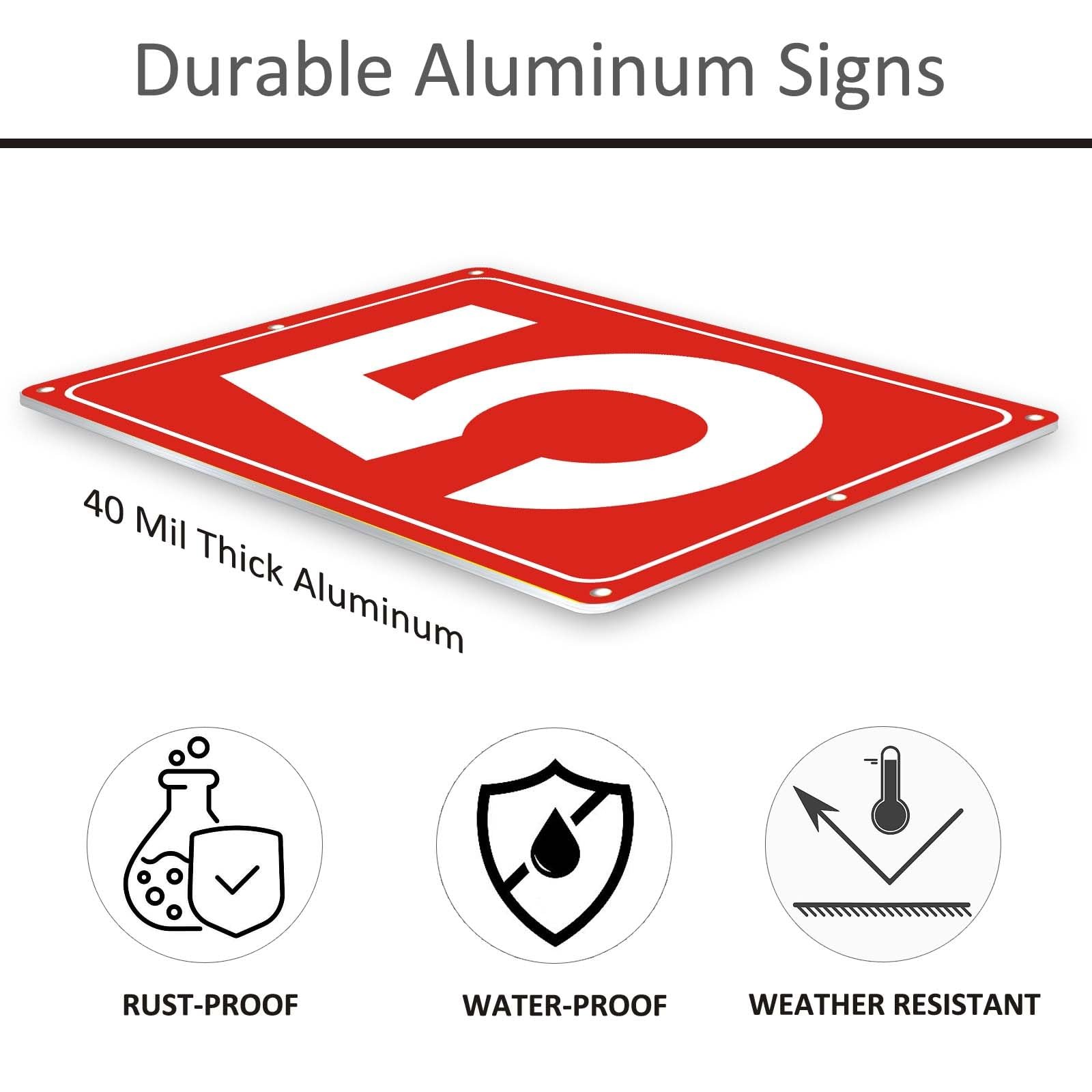 Numbered Sign 5 Aluminum Tennis Court Signage 12×8 Inch Parking Lot Metal