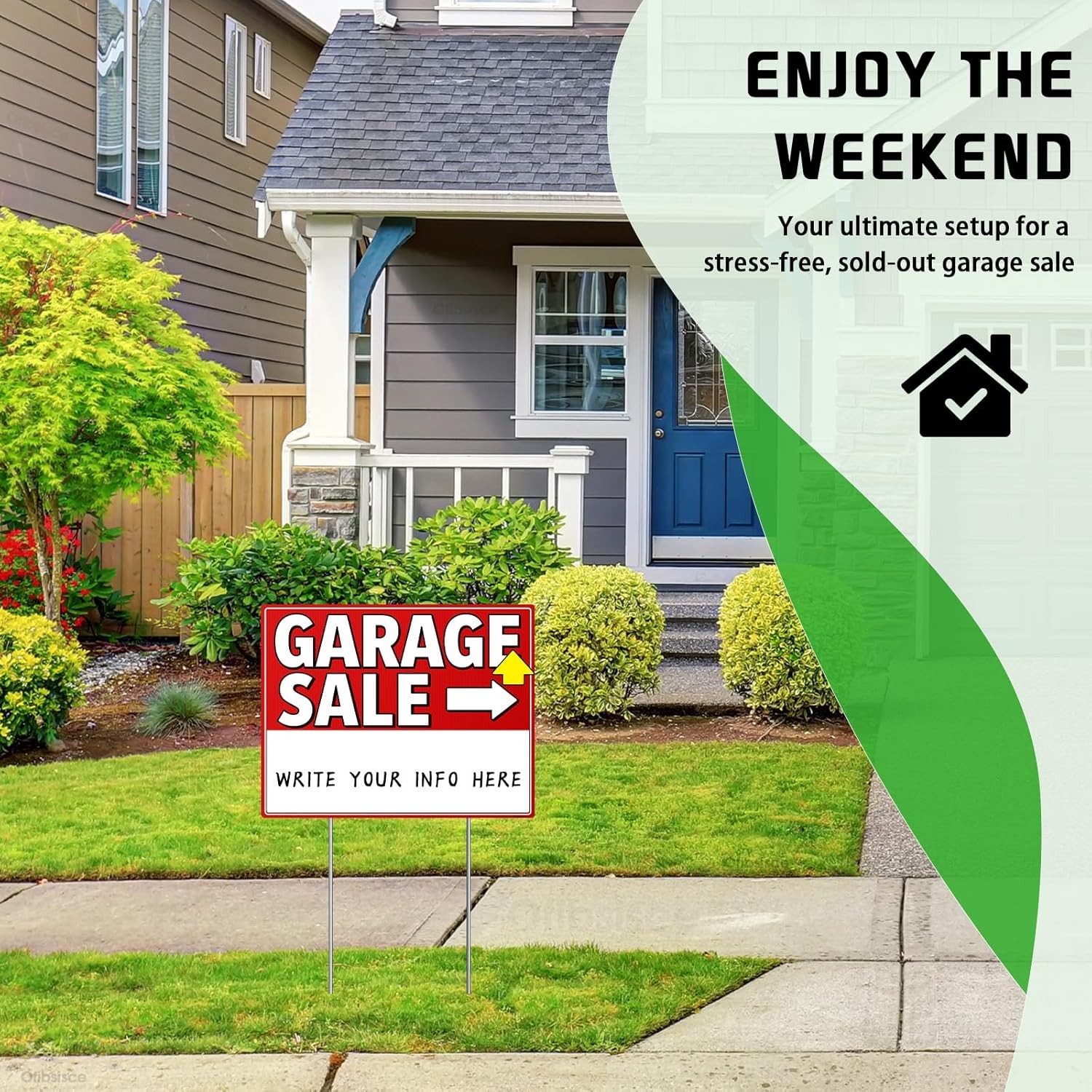 Garage Sale Signs Yard Sale Signs Kit with Stakes 17×13&Prime; Custom Route Signs