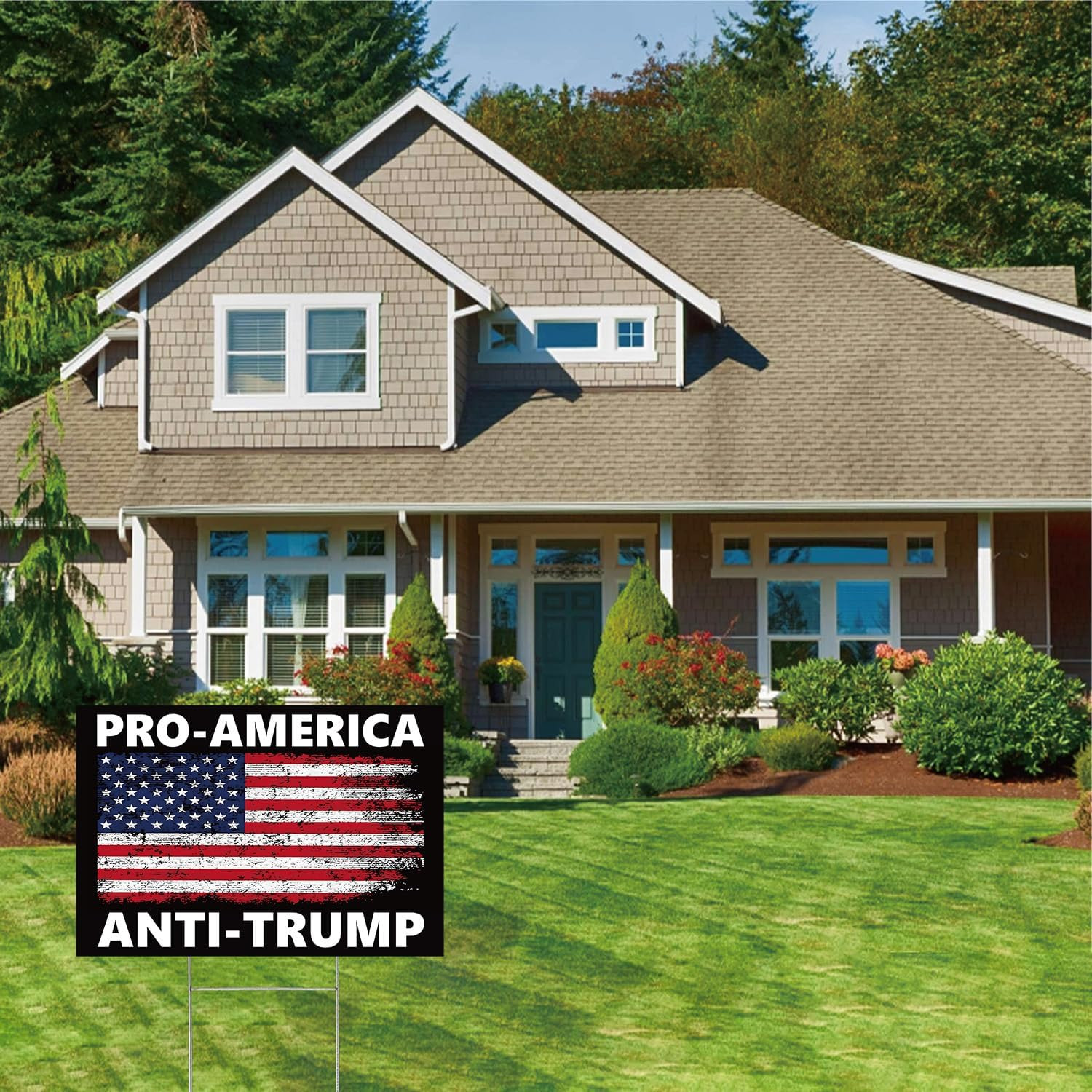 Pro America anti Trump Yard Sign Double Sided Corrugated Plastic Outdoor Lawn…