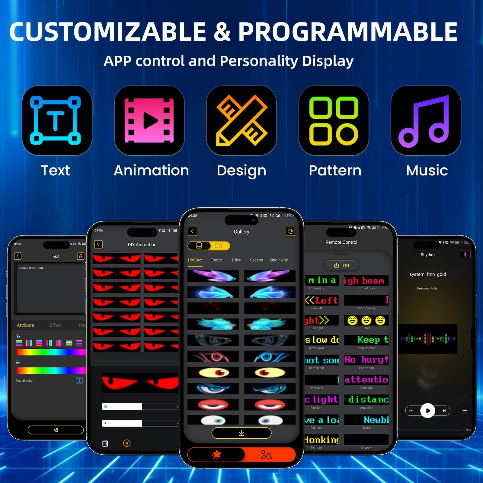 Customizable Scrolling LED Sign 14.7&Prime;x3.6&Prime; – USB & App Control, DIY Text & Anima