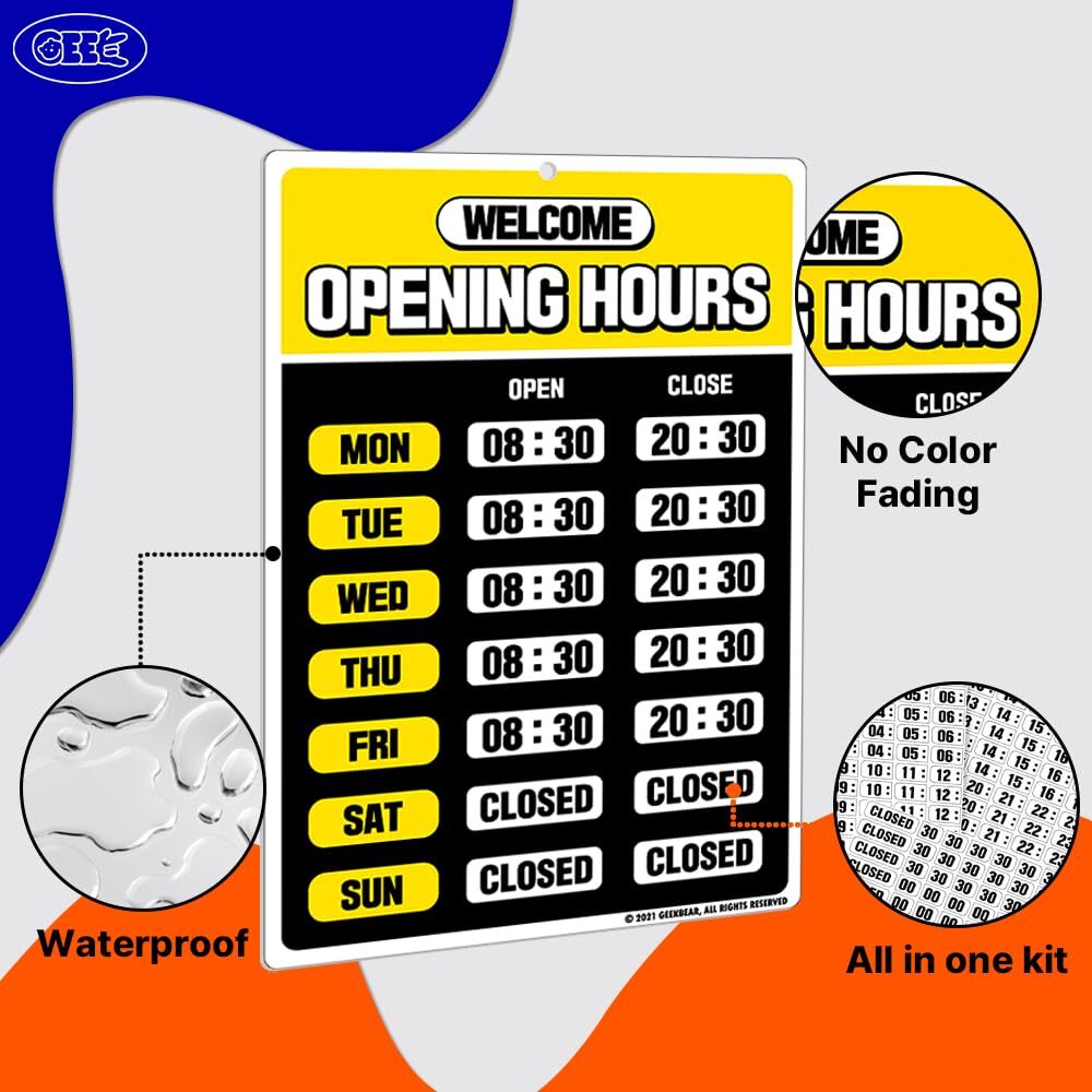 Opening Hours Business Sign Store Operation Sign Changeable Open Sign Black